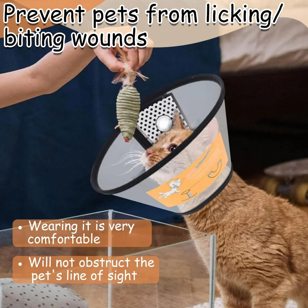 Cône Collerette Protecteur de Cou Réglable Anti-Morsure pour Chats 3-8 kg (27-31cm)