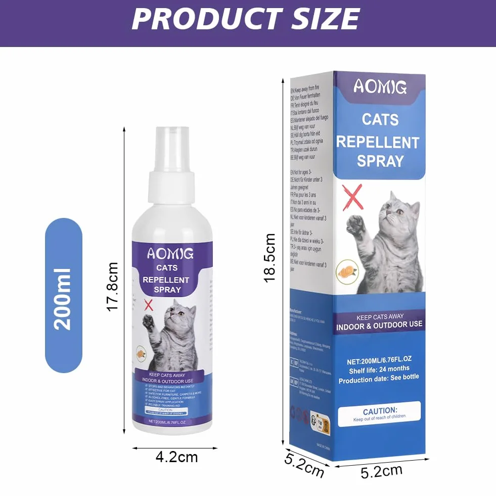 Spray Répulsif pour Chat Anti-Griffage 200ml Aomig