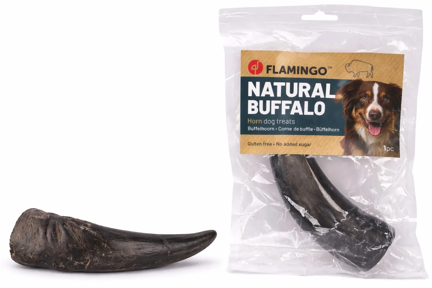 Flamingo Snack Nature Grande Corne de Buffle 100% Naturelle 400 g pour Chien