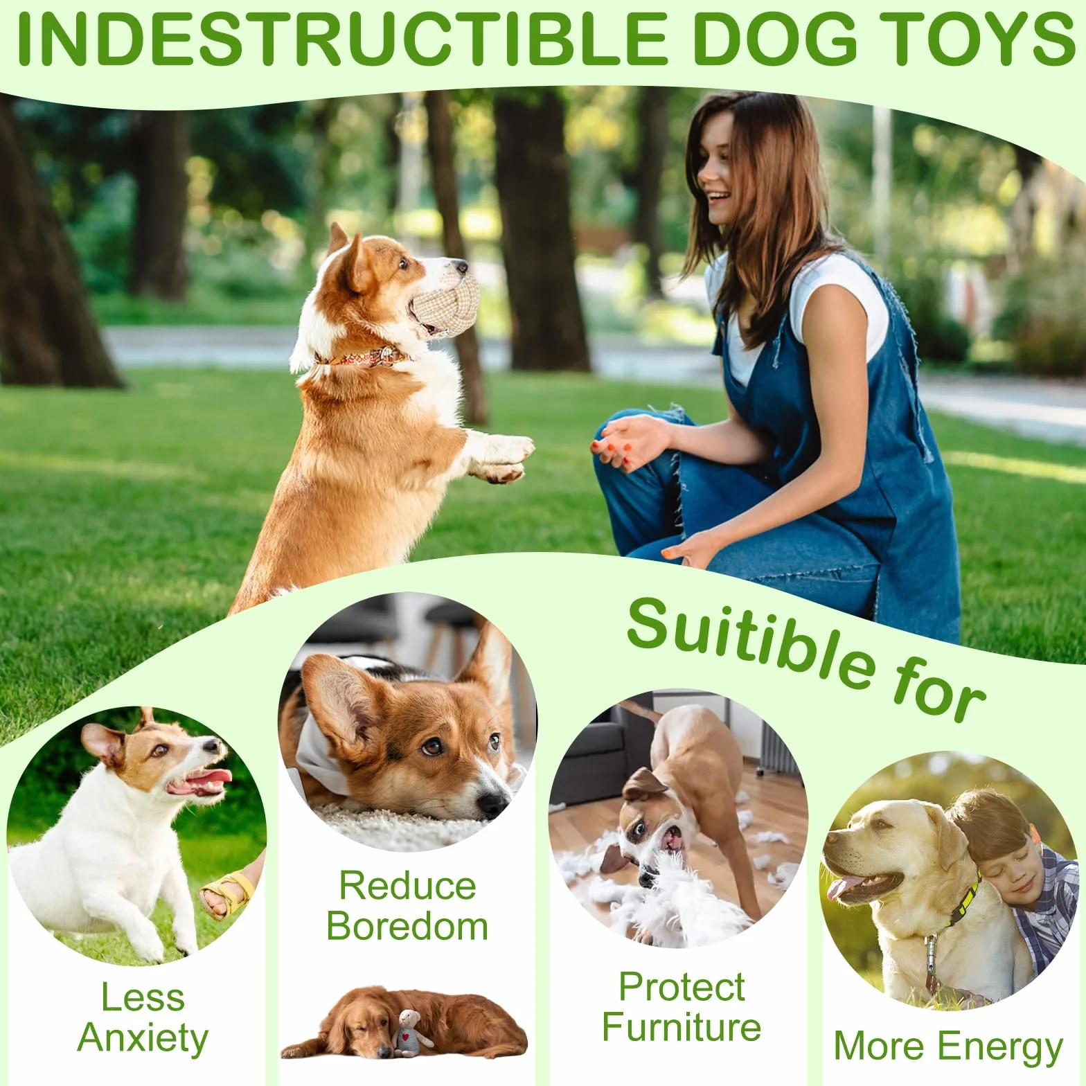 Lot de 6 Jouets Chien en Corde avec Balle à Nœuds Indestructible à Mâcher