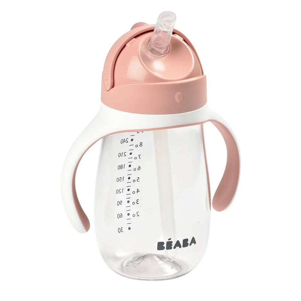 BÉABA Biberon Tasse d'apprentissage 2 en 1 300 ml Old Pink