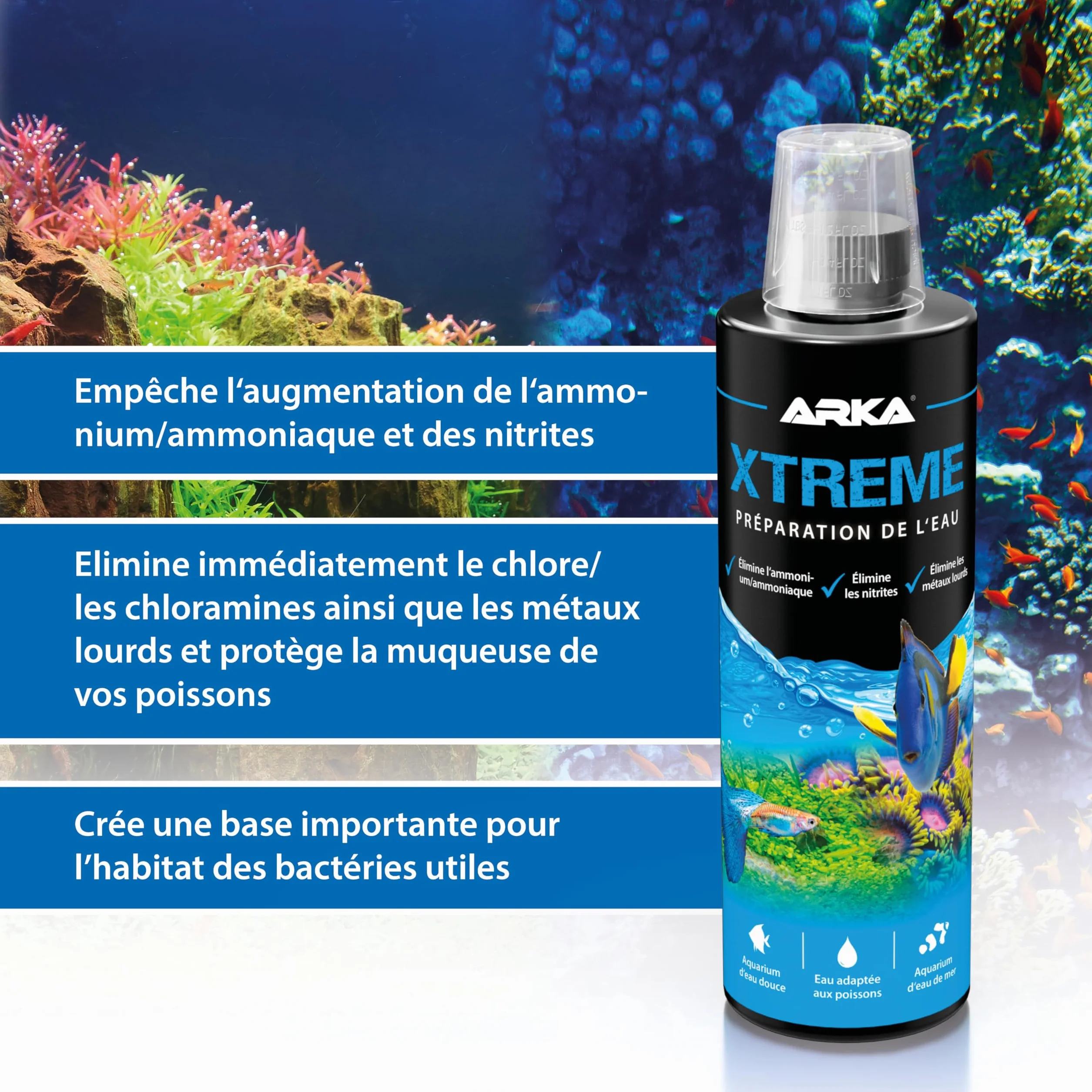 MICROBE-LIFT Xtreme - Préparateur d'eau pour Une Eau d'aquarium adaptée aux Poissons, neutralise Les substances Toxiques pour Les Poissons présentes dans l'eau du Robinet