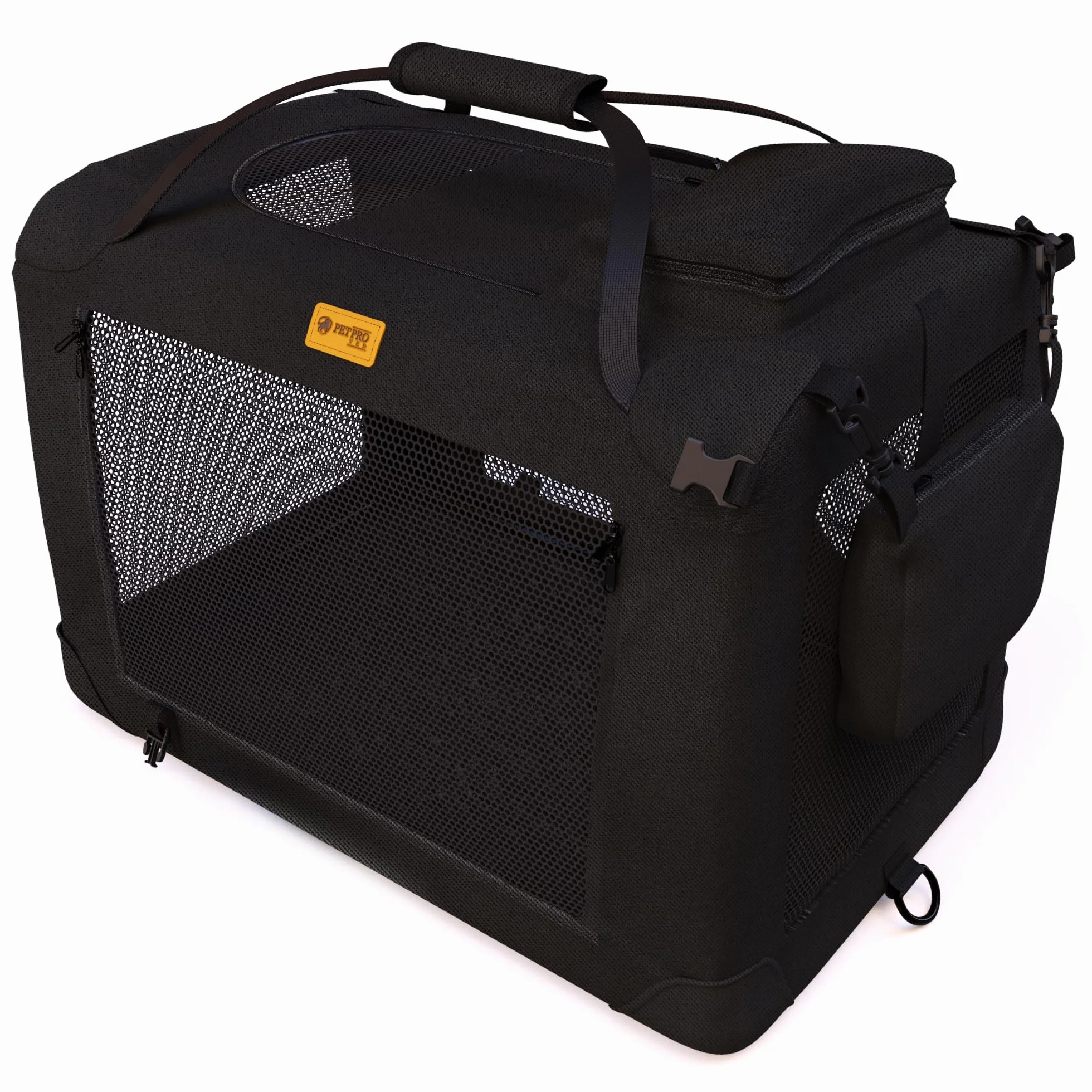 PETPROVED Cage de Transport pour Chien Pliable Voiture Niche Sac Noir M