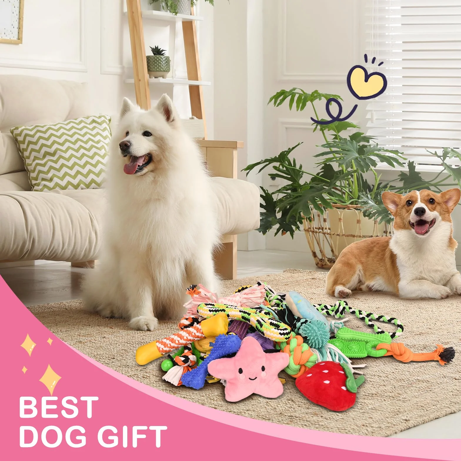 Ensemble de 20 Jouets pour Chien - Corde à Mâcher, Balle Interactive - Pour Grands, Moyens et Petits Chiens