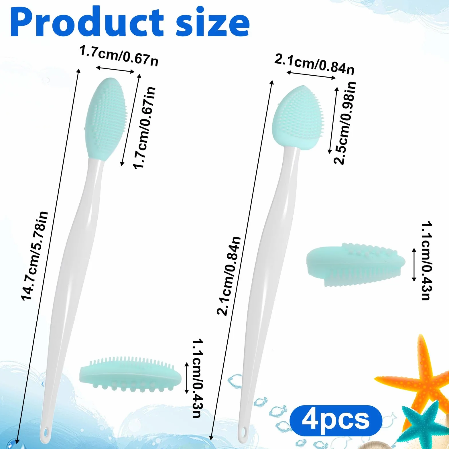 Lot de 4 brosses anti-acné pour chat - Grattoir double face en silicone souple