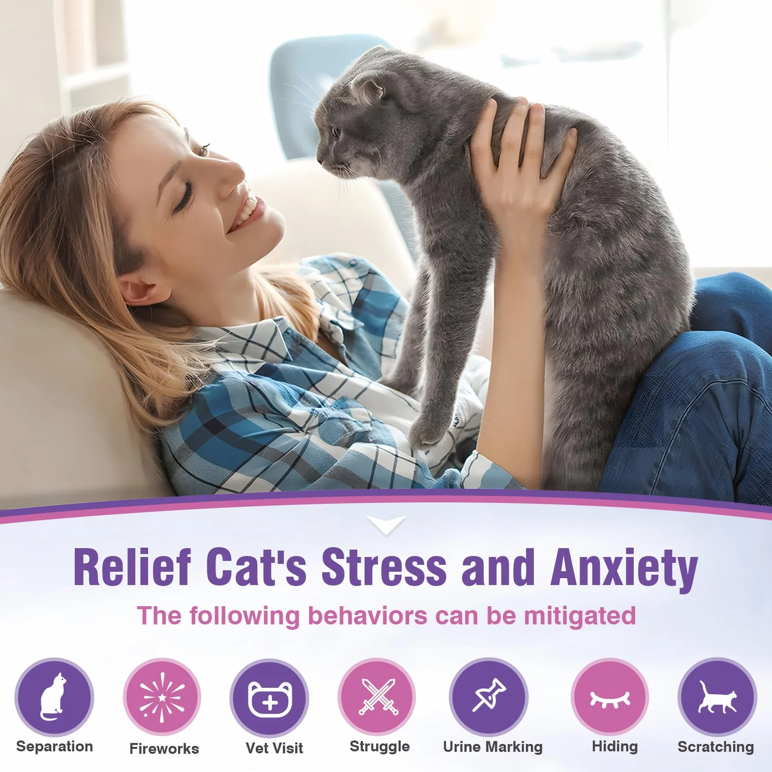 Spray Anti Stress Chat 2 Pièces Phéromones Apaisant Calmant pour Chats