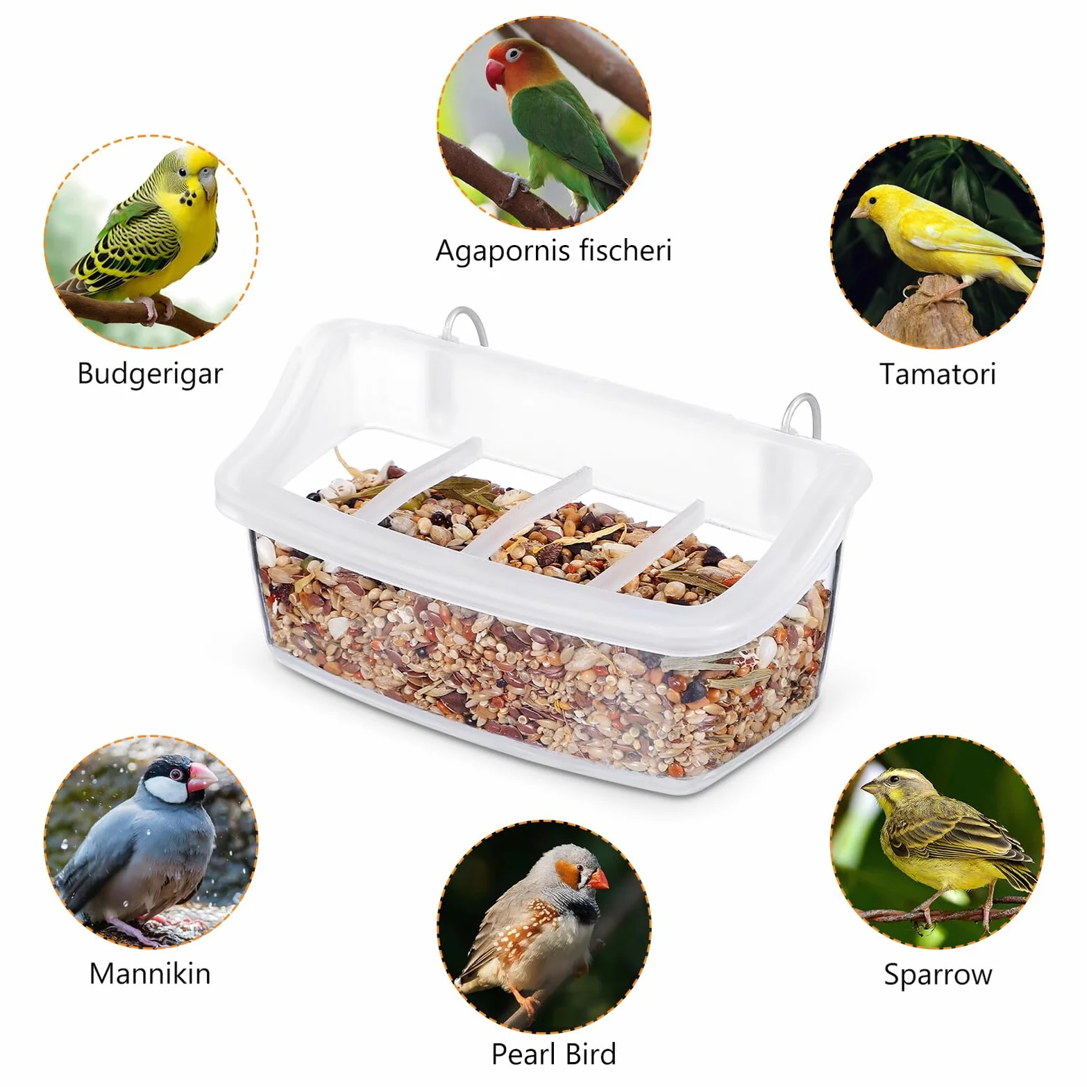 DOITOOL 2 Pièces Mangeoire pour Oiseaux Extérieur Plastique Transparent Suspendue Anti-gaspillage Compatible Cage Perroquets