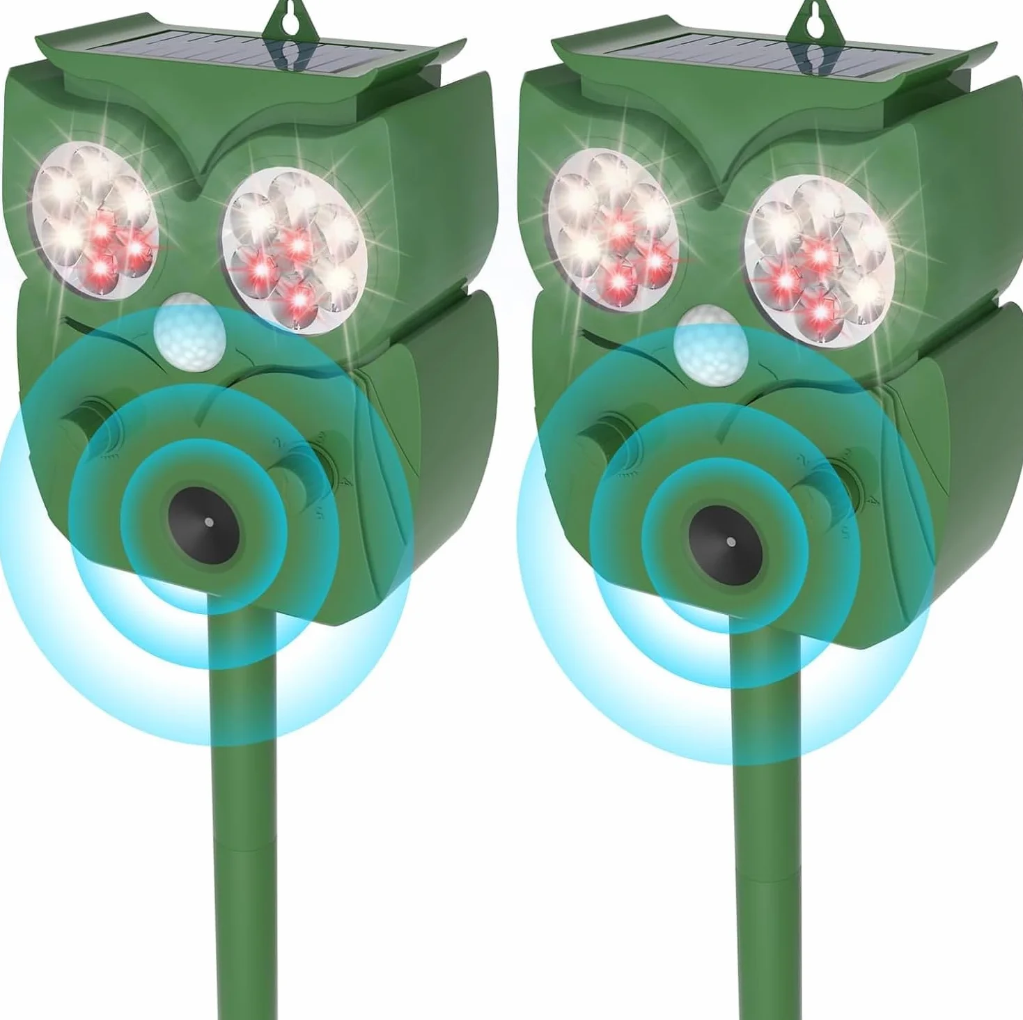 Répulsif Chat Ultrason IP65 2 Pièces Fréquence Réglable pour Chats, Pigeons, Cerfs