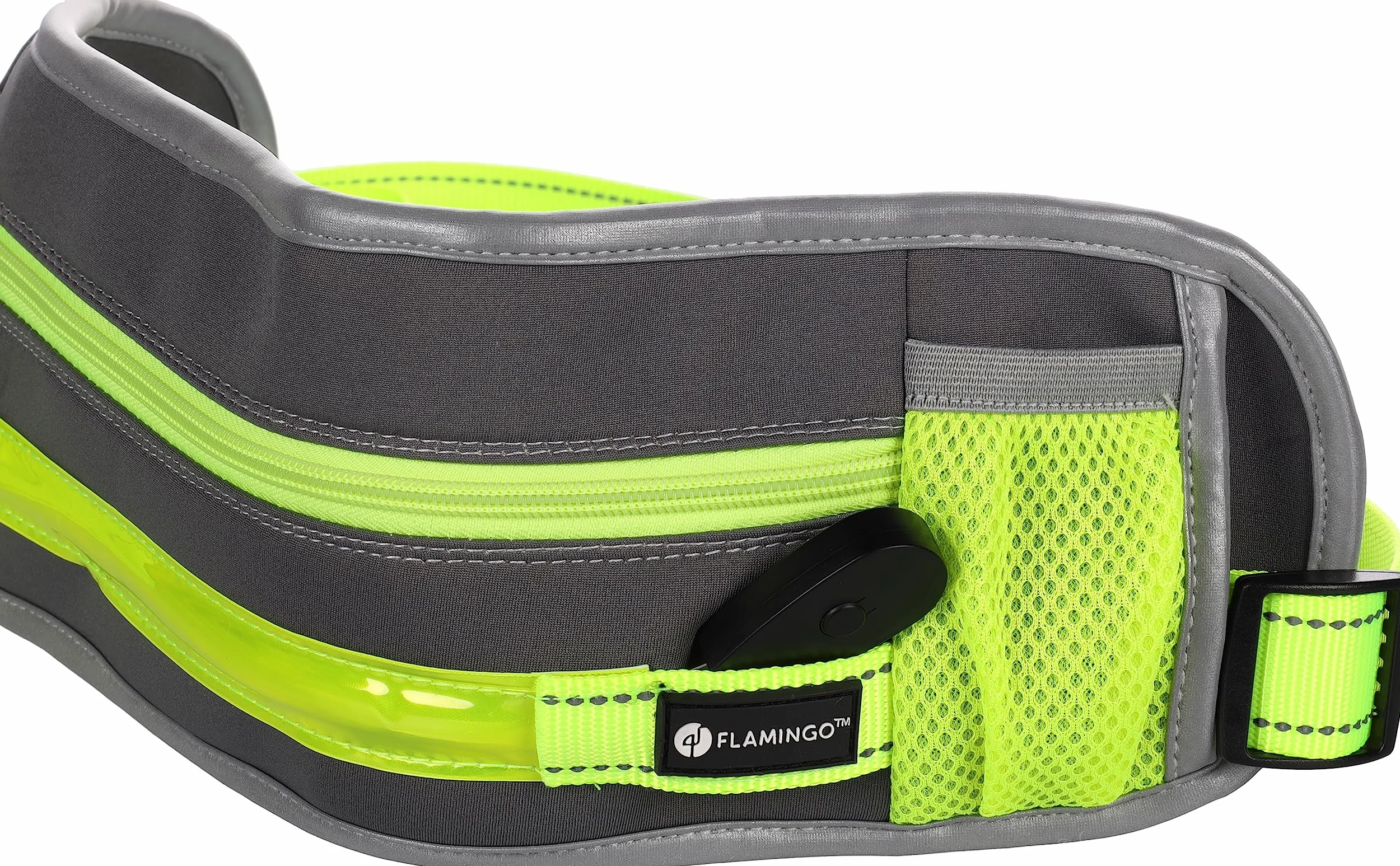 Laisse réfléchissante pour Chien Mains Libres - Laisse 118cm Centure 80-140cm - Chien de Course - Ceinture Réglable pour la Marche - Le Jogging - lumière LED et Bande LED arrière Rechargeable