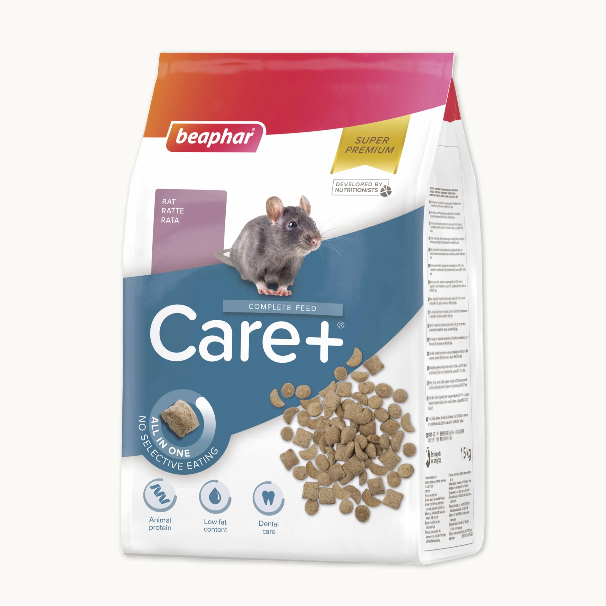 BEAPHAR Care+ Alimentation Super Premium extrudée pour Rat 1,5kg