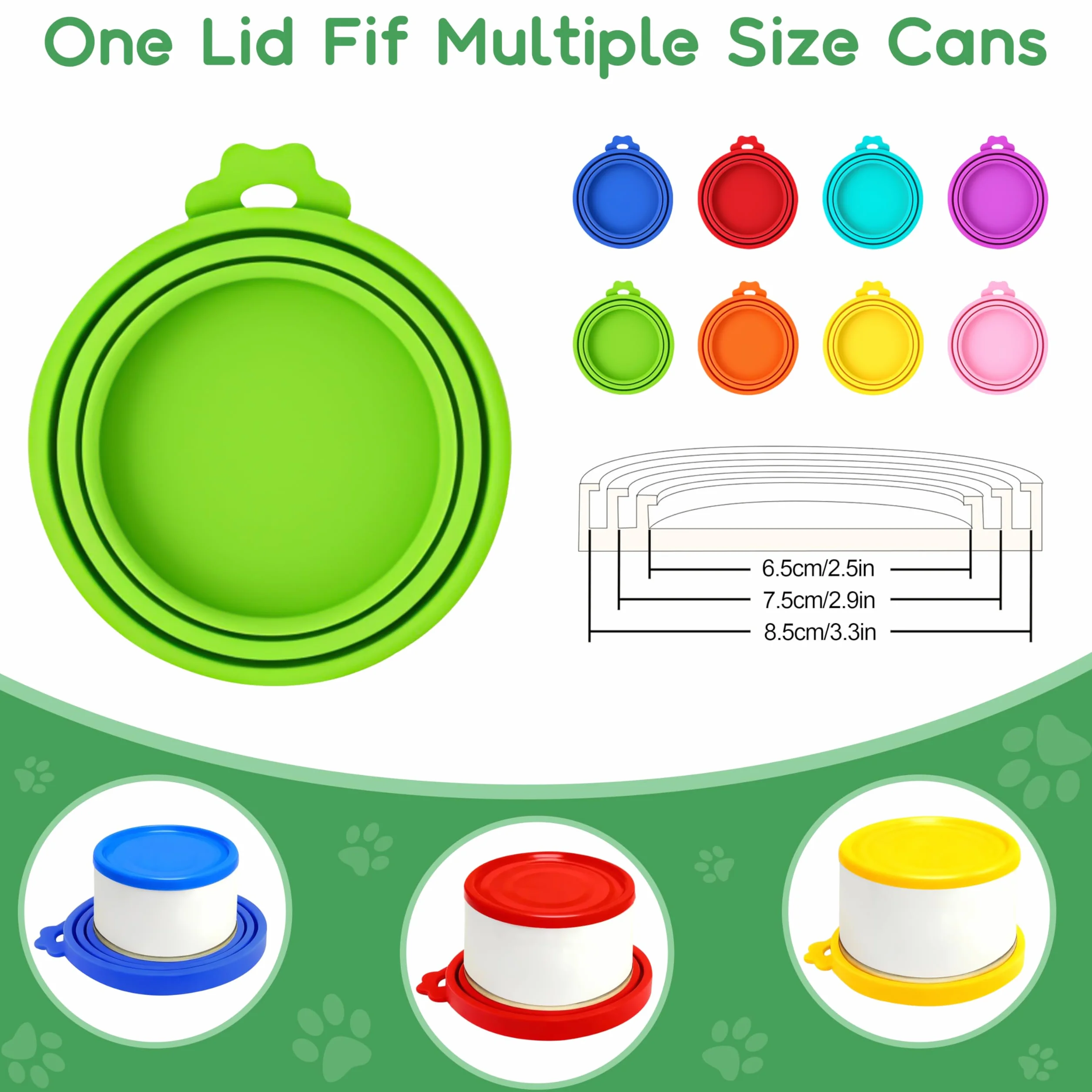 Couvercles Conserve Silicone Réutilisables 3 Tailles Standard 8 Pièces 8 Couleurs