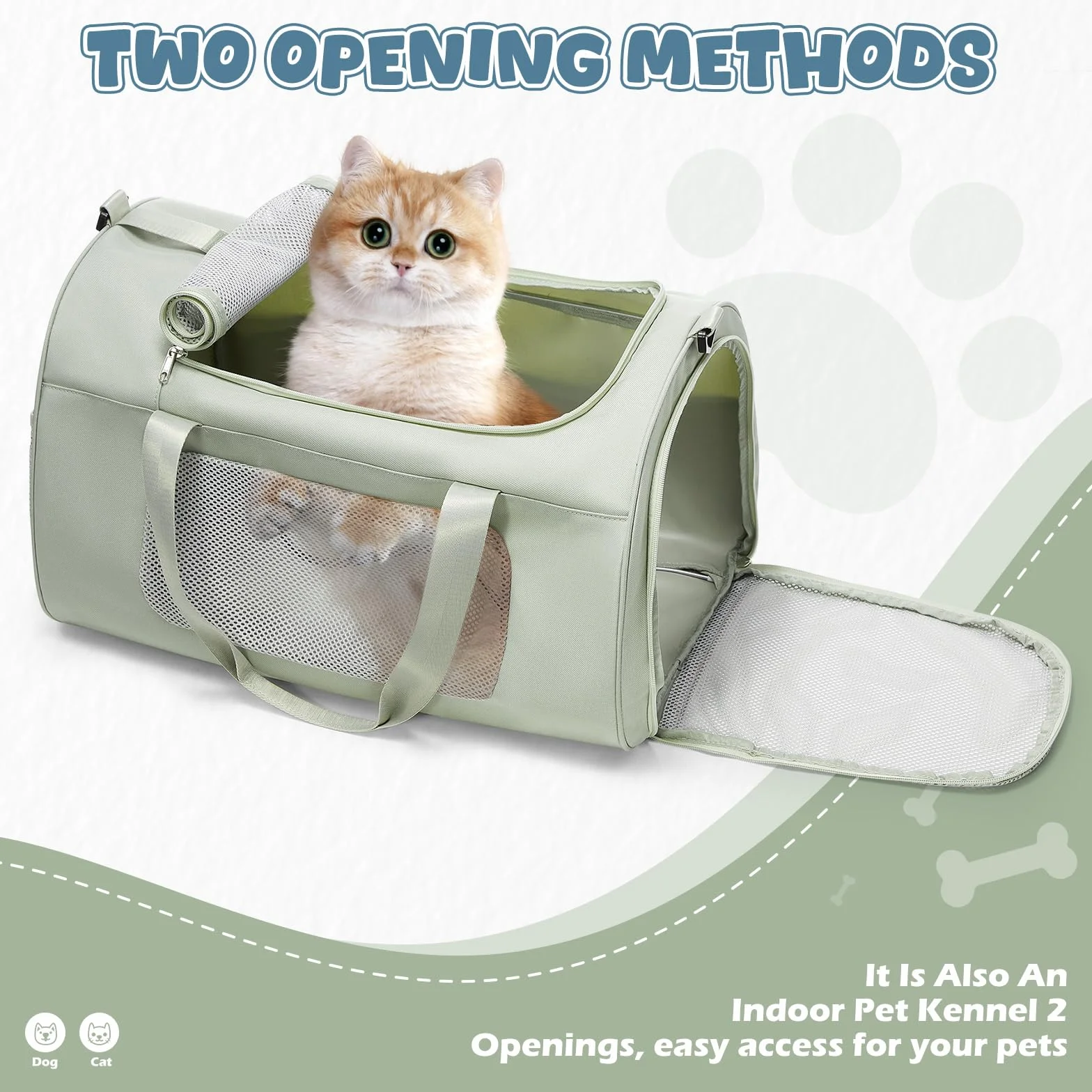 Grand Boîte de Transport Pliable pour Chats et Chiots jusqu'à 13 kg, 53×36×34 cm