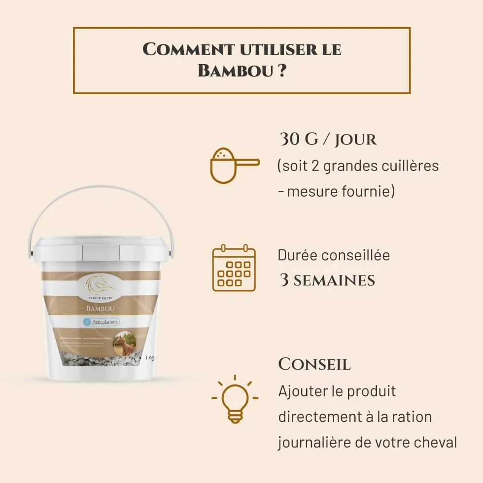 BAMBOU Complément nutritionnel Cheval Seau 1 kg Santé articulations Reminéralisation osseuse