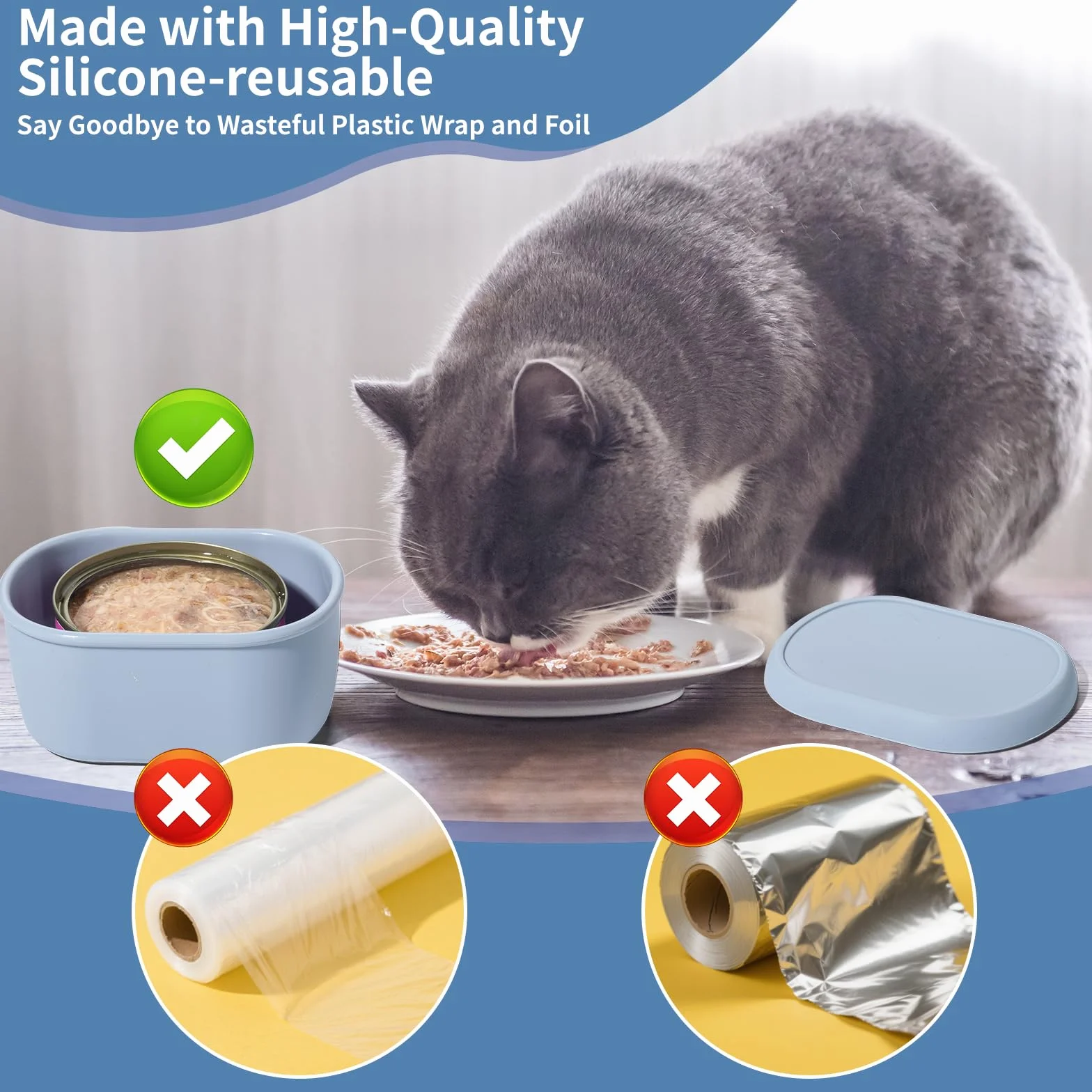 SLSON 2 Pièces Couvercle Silicone pour Boîte de Conserve Chat Chien 3oz