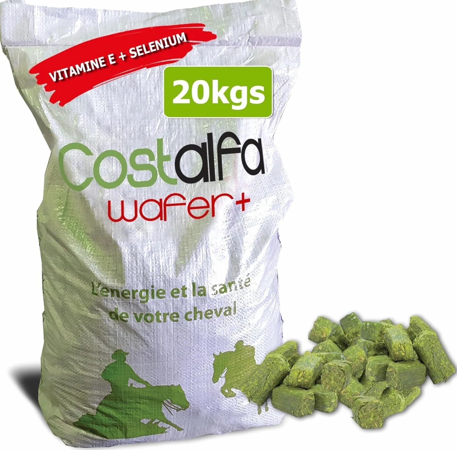 Wafer 20kg Alimentation Chevaux 100% Luzerne Naturelle Nourriture Haut-de-Gamme pour Cheval