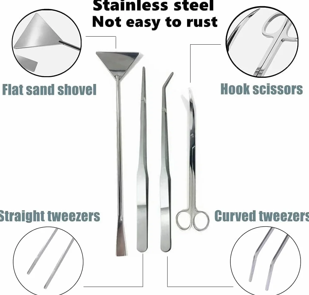 6 Pièces Outil Aquarium Acier Inoxydable 6 en 1 Aquascaping Tools