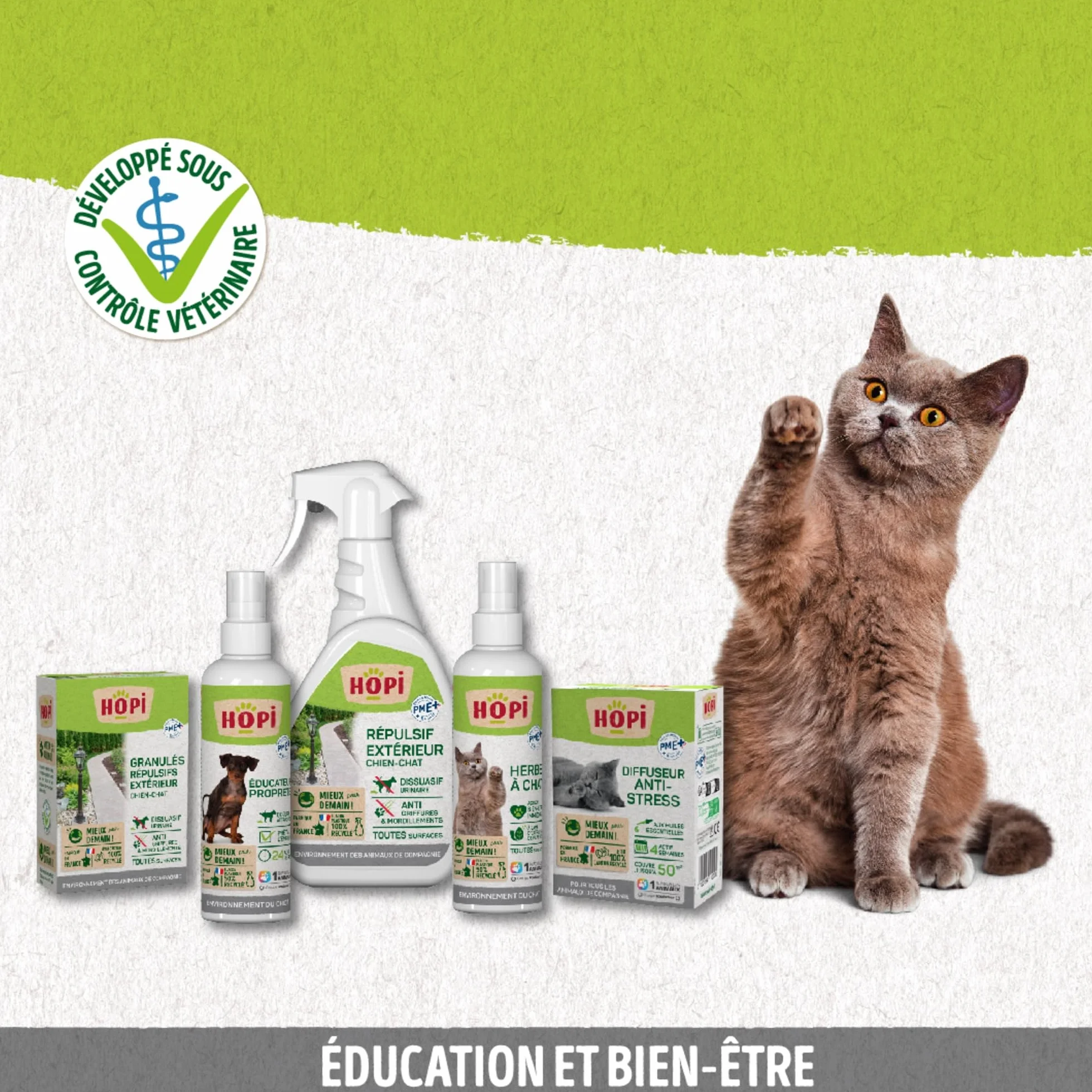 HOPI Repulsif Chat et Chien Exterieur 200 GR Extraits de Plantes et Huiles Essentielles Fabrique en France