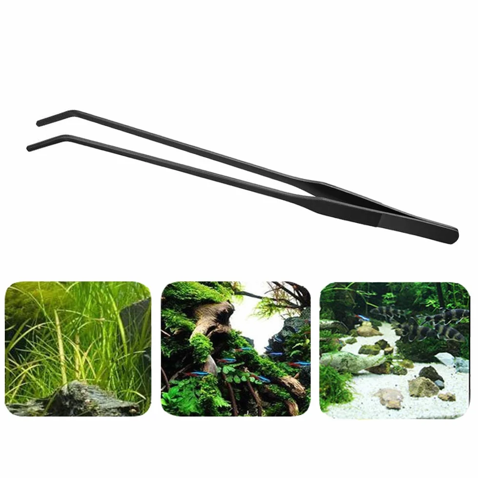 Pince à épiler incurvée acier inoxydable 38,1 cm pour aquarium alimentation reptiles