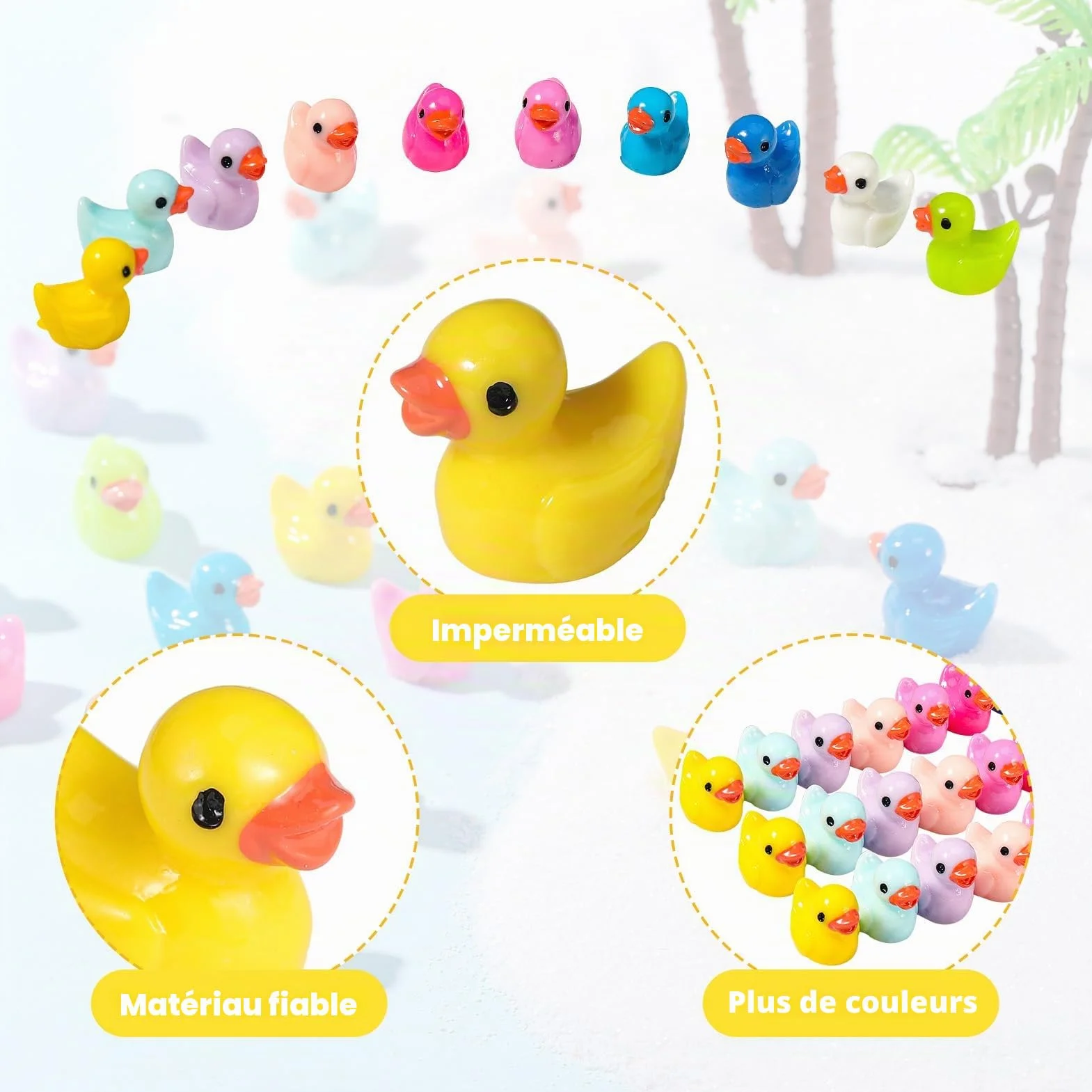 Lot de 100 Mini Canards en Résine 10 Couleurs Canards Miniatures pour Aquarium Jardin Paysage