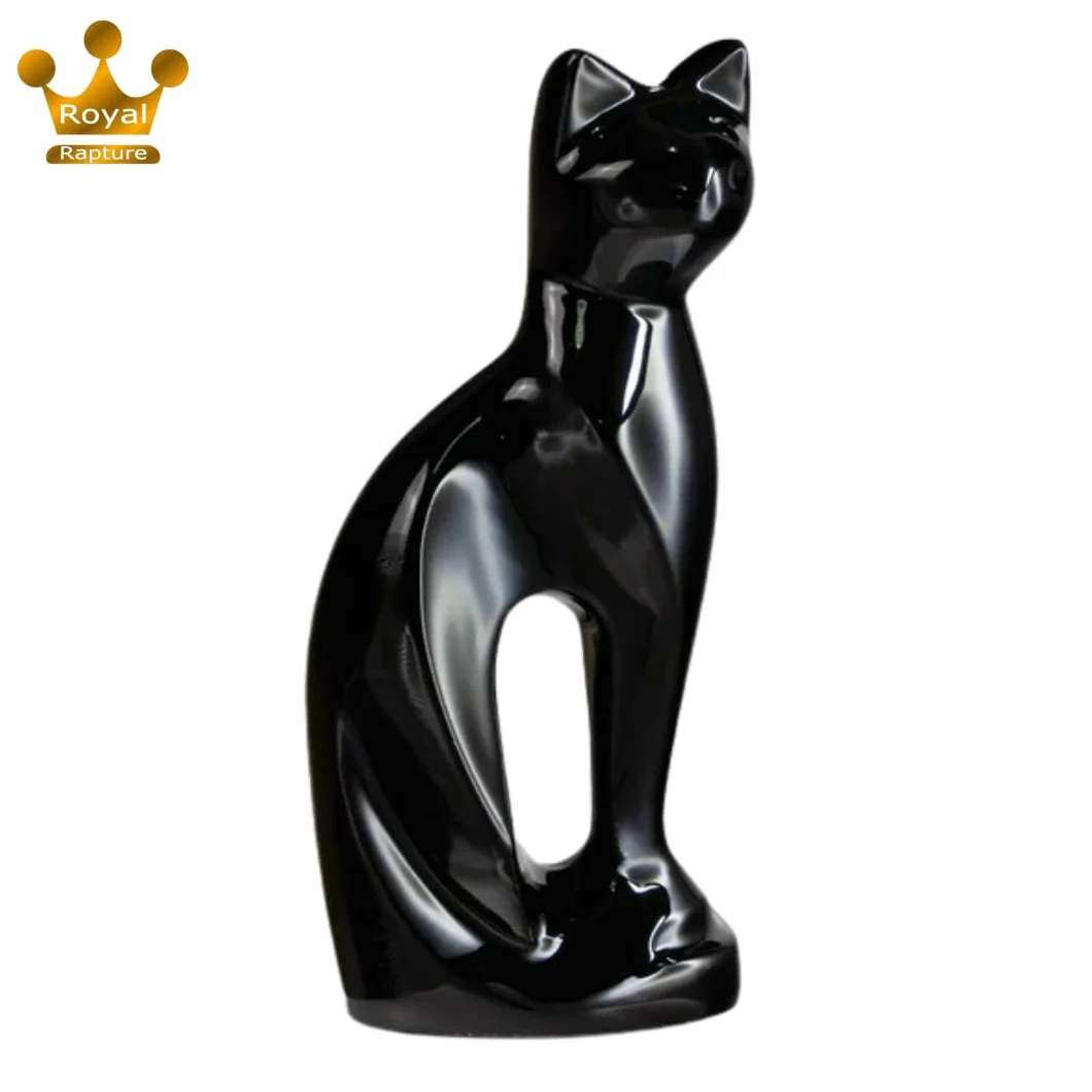 Urn for Ashes Cat Figurine Pet Memorial Cremation Decorative Alloy Black Cat 9"