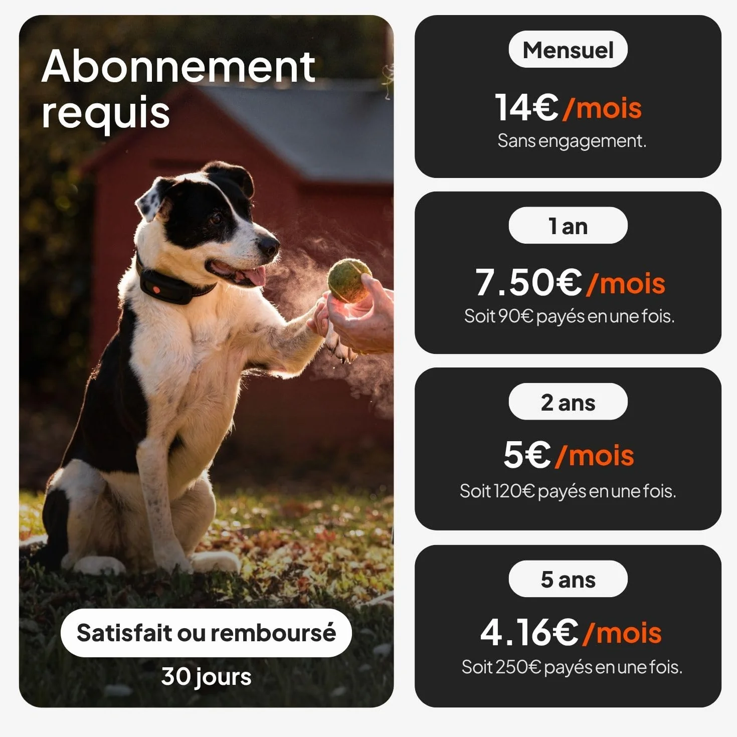 Weenect Chien XT GPS Collier Chien Antenne XL Etanche Julius-K9 Noir