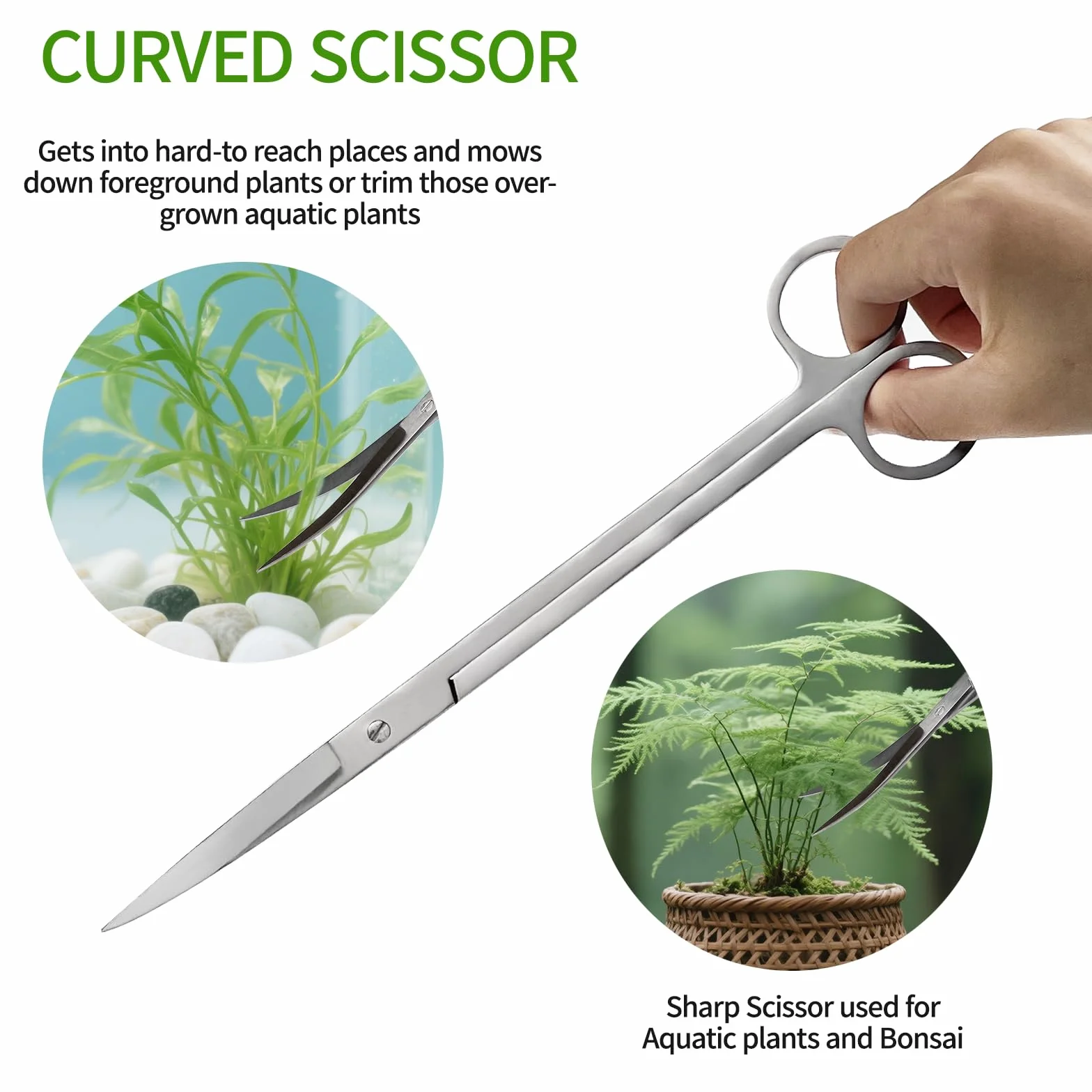 INOX Aquarium Kit Outil, Scissors, Spatula avec Sac de Rangement Set pour Élagage d’Herbe d’Eau