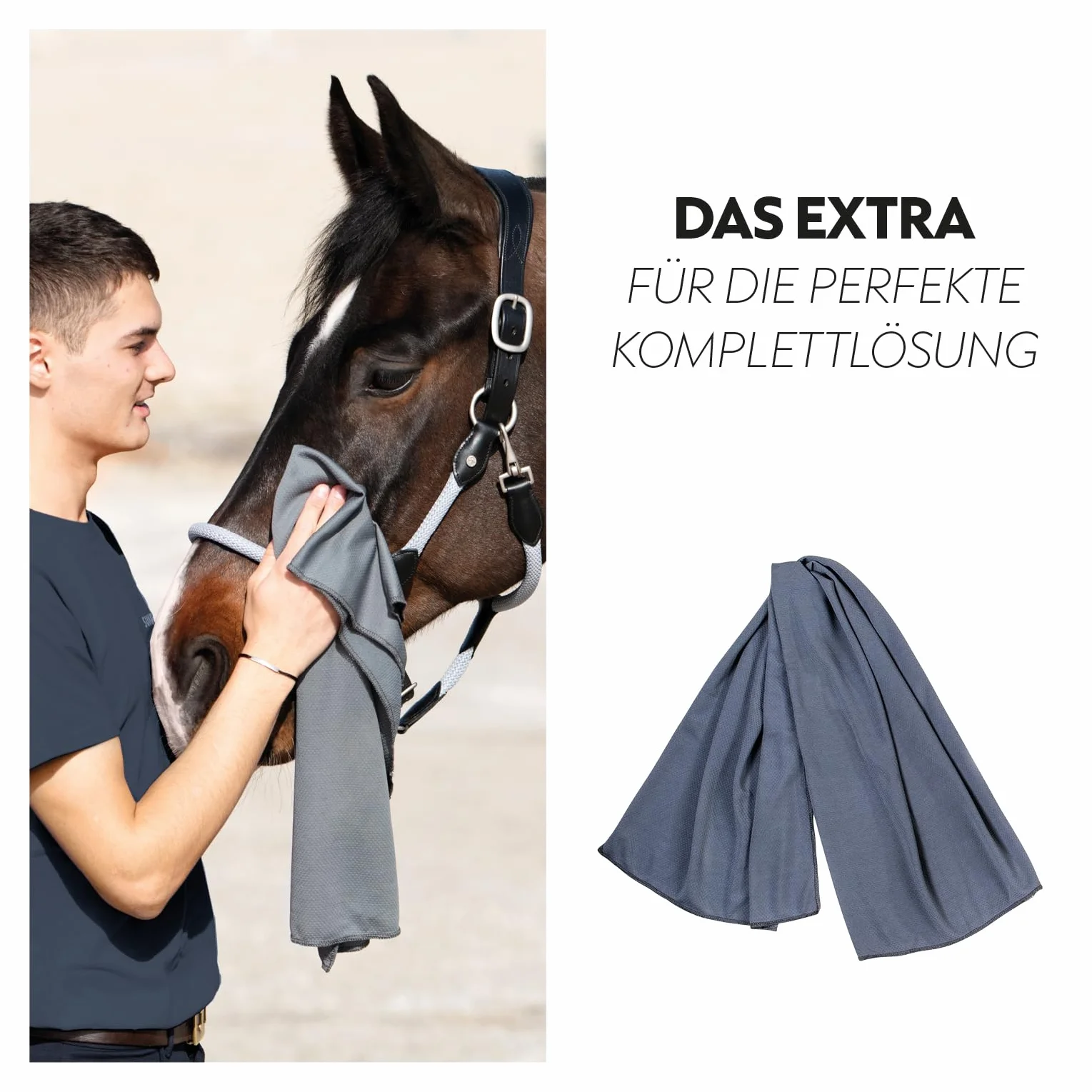 SUNRIDE Couverture rafraîchissante chevaux Cool Down ensemble 3 pièces 125 cm gris
