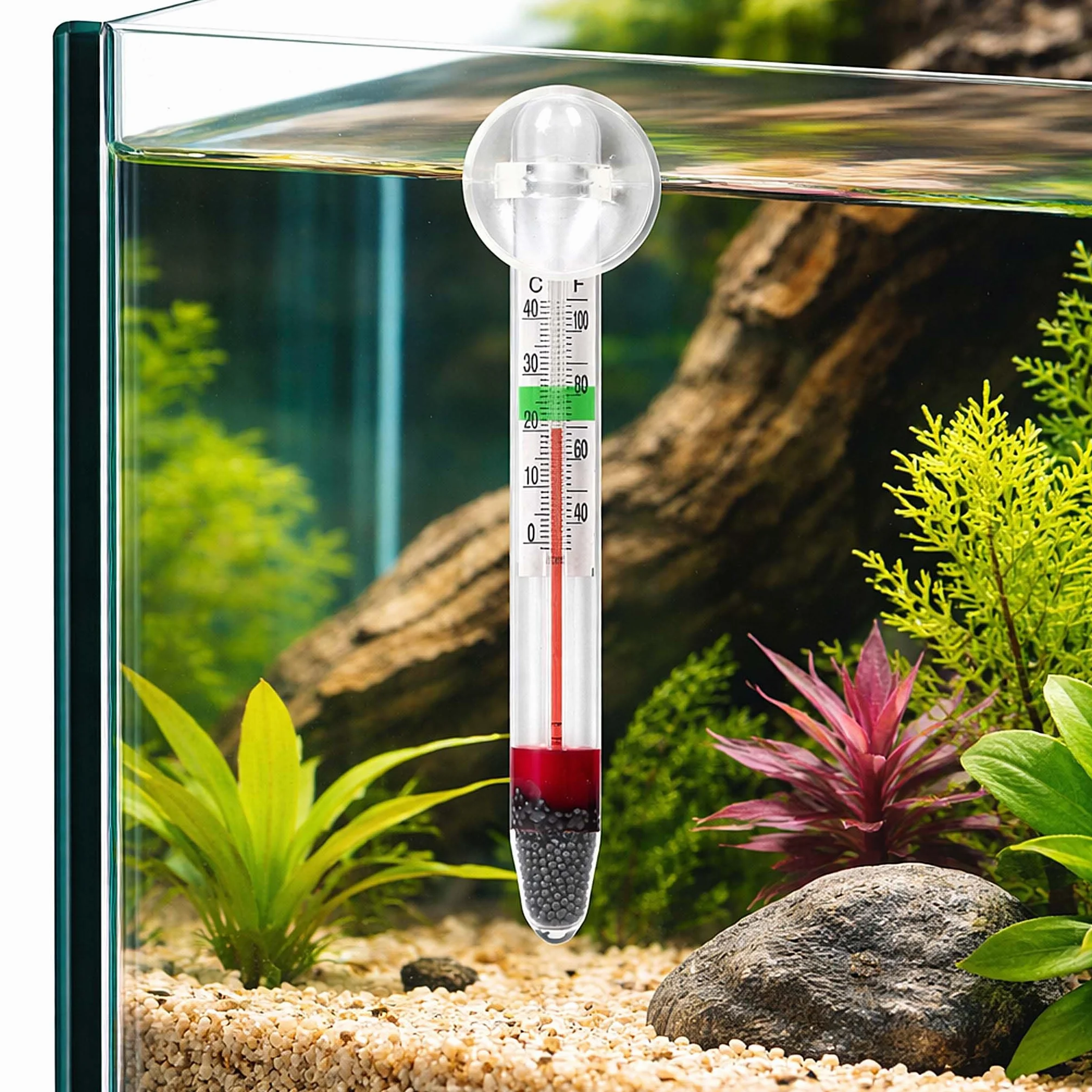 SunSun WDJ-02 Thermomètre flottant en verre pour aquarium avec ventouse