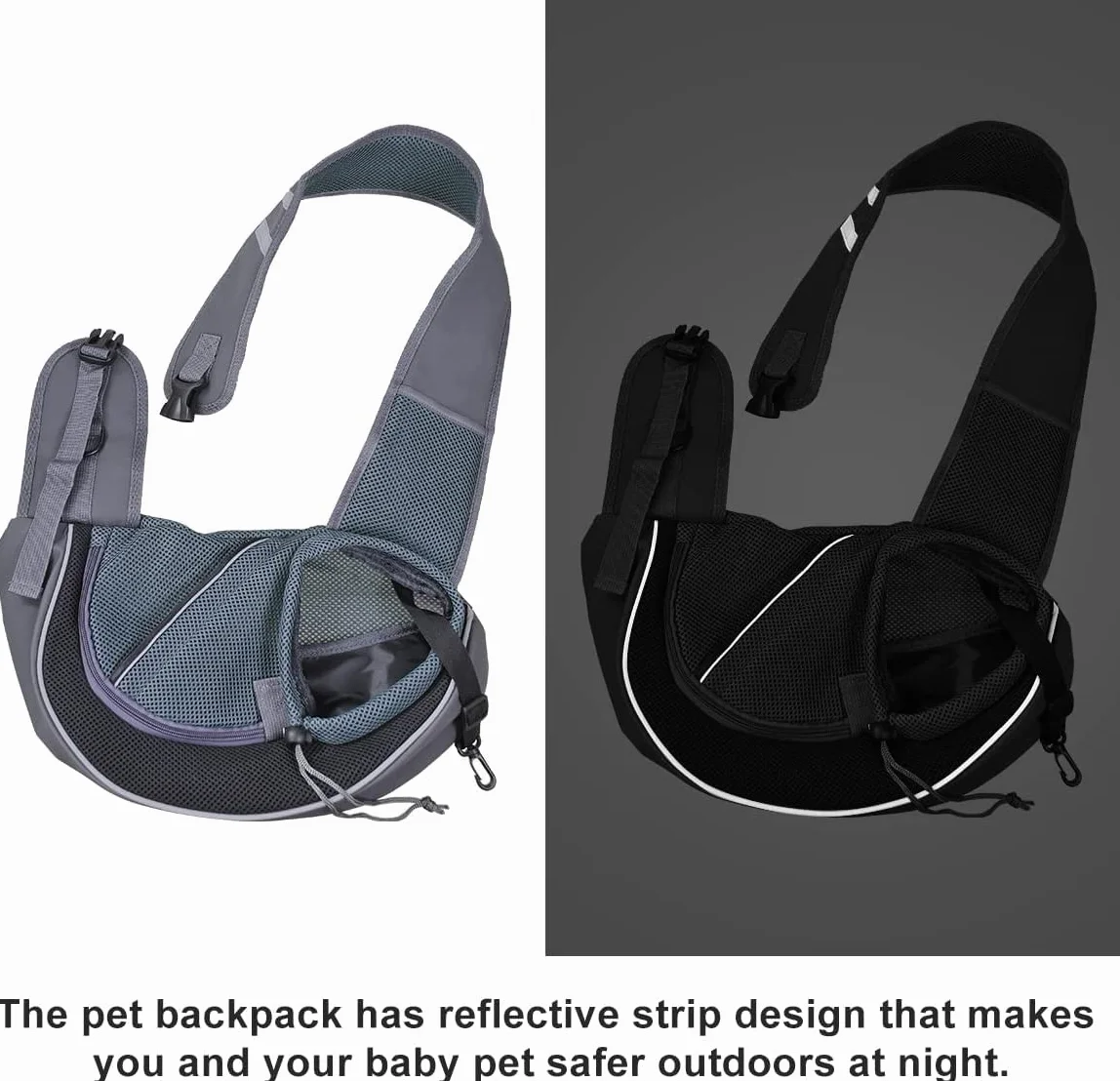 Sac de Transport Chien Portable Sac à Bandoulière Chien Chat Réglable Sac de Voyage pour Petits Animaux Maille Respirant Sac Ventrale Chiot Confortable avec Poche Avant pour Extérieur Marche Métro,M