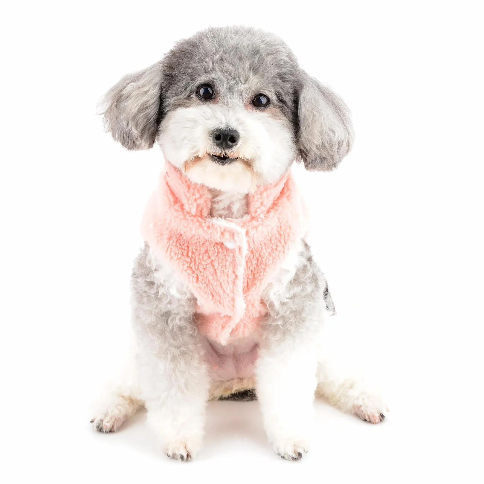Zunea Robe d'hiver pour Chien Pull Polaire Chaude Manteau avec Anneau en D Motif Ours Rose S