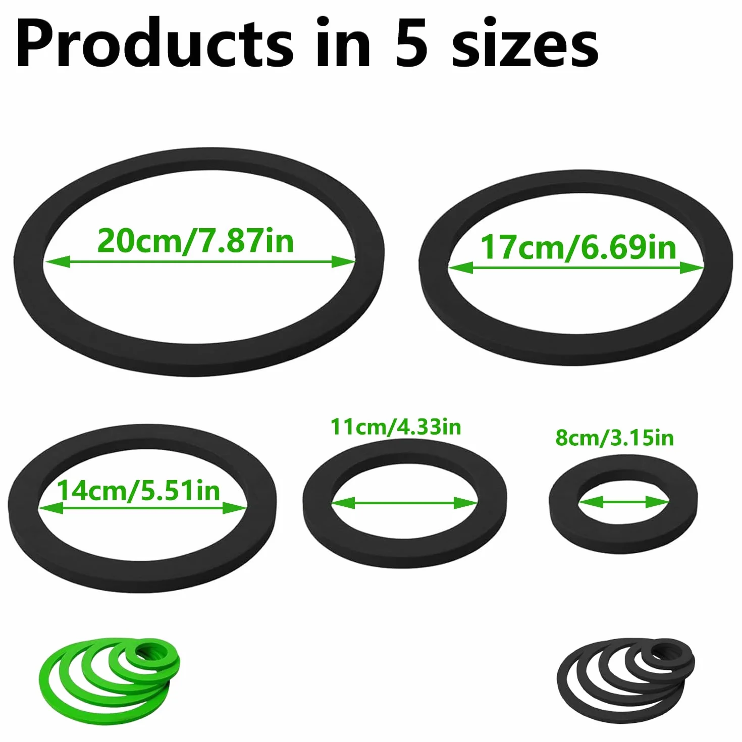 Lot de 10 Anneau Plante Flottante, Anneaux De Plantes pour Aquarium, Corral De Plantes Flottante, Anneau d'alimentation Aquarium, Rond Anneau d'alimentation pour Poisson (5 Tailles-Noir & Vert)