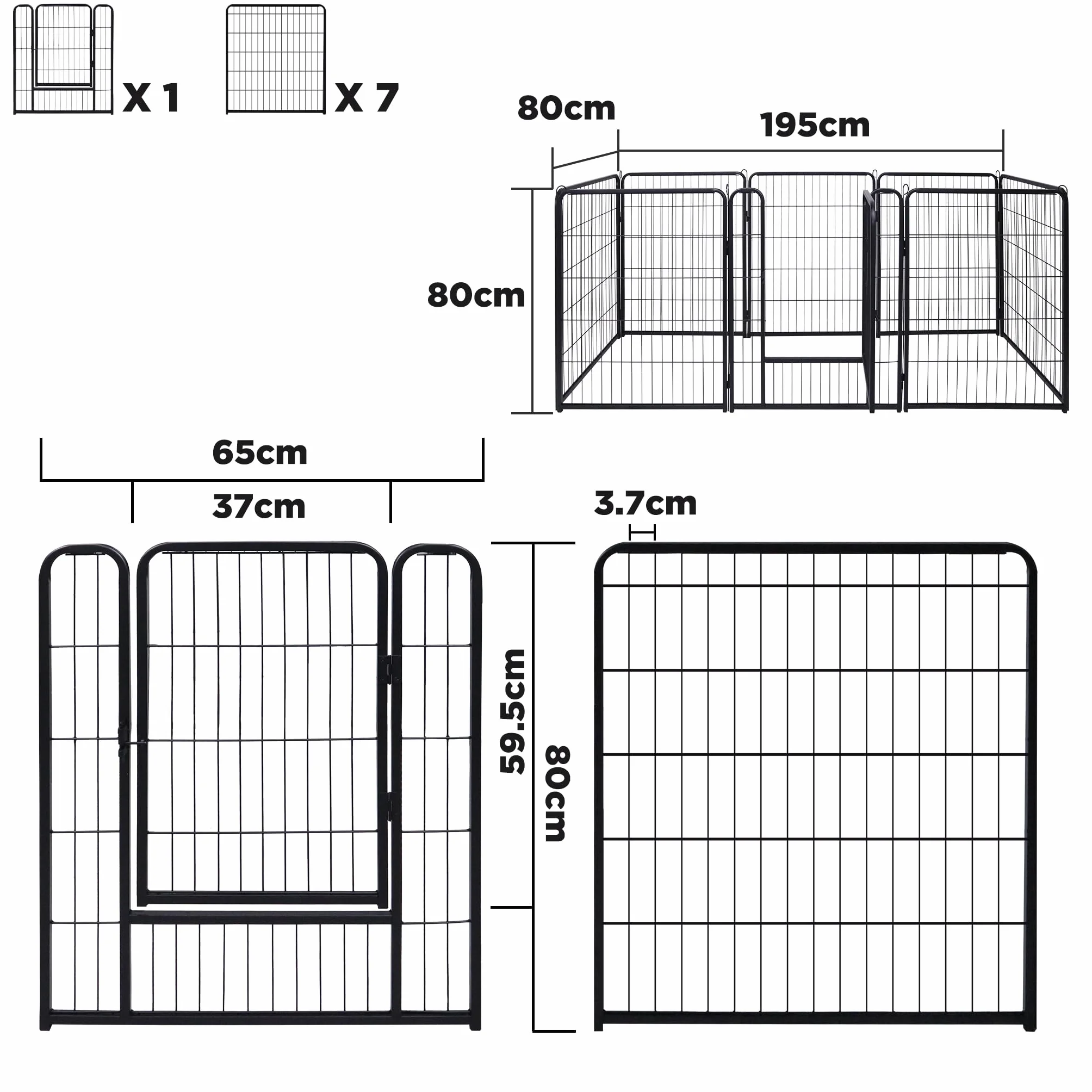 Enclos pour chiot DIY Pliable 8 panneaux grillagés 80x65 cm