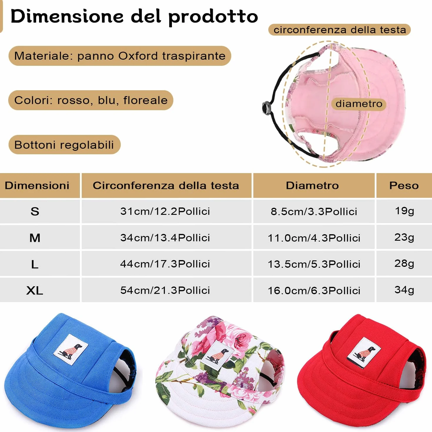 LATRAT Casquette de Baseball pour Petit Animal de Compagnie, Pet Dog Réglable Hat Sports Cap pour Chiot Petit Chien Chat Animaux (Bleu, S)