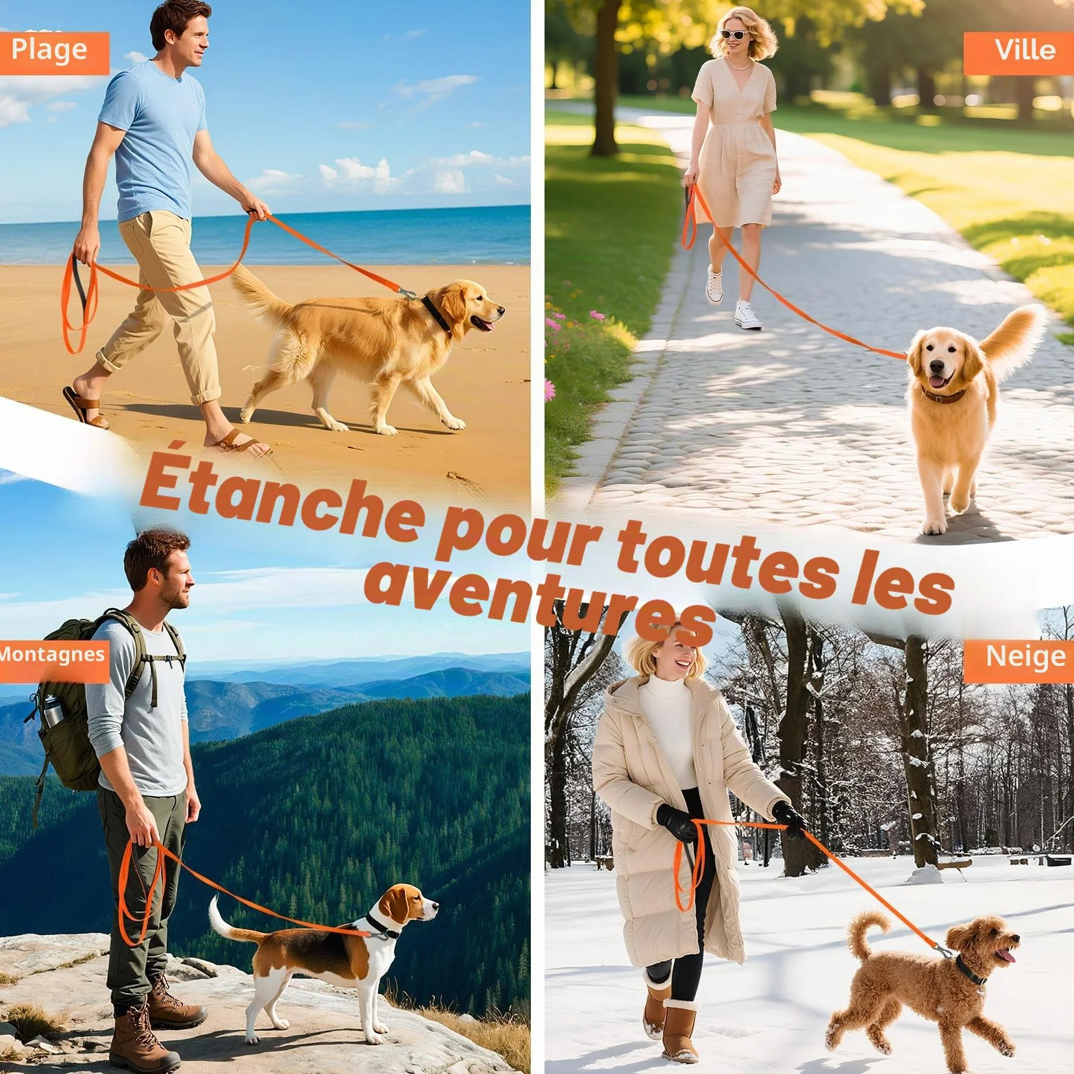 Laisse pour Chien XBEN, Longe de Dressage étanche 3-30M, Mousqueton Verrouillable, Orange