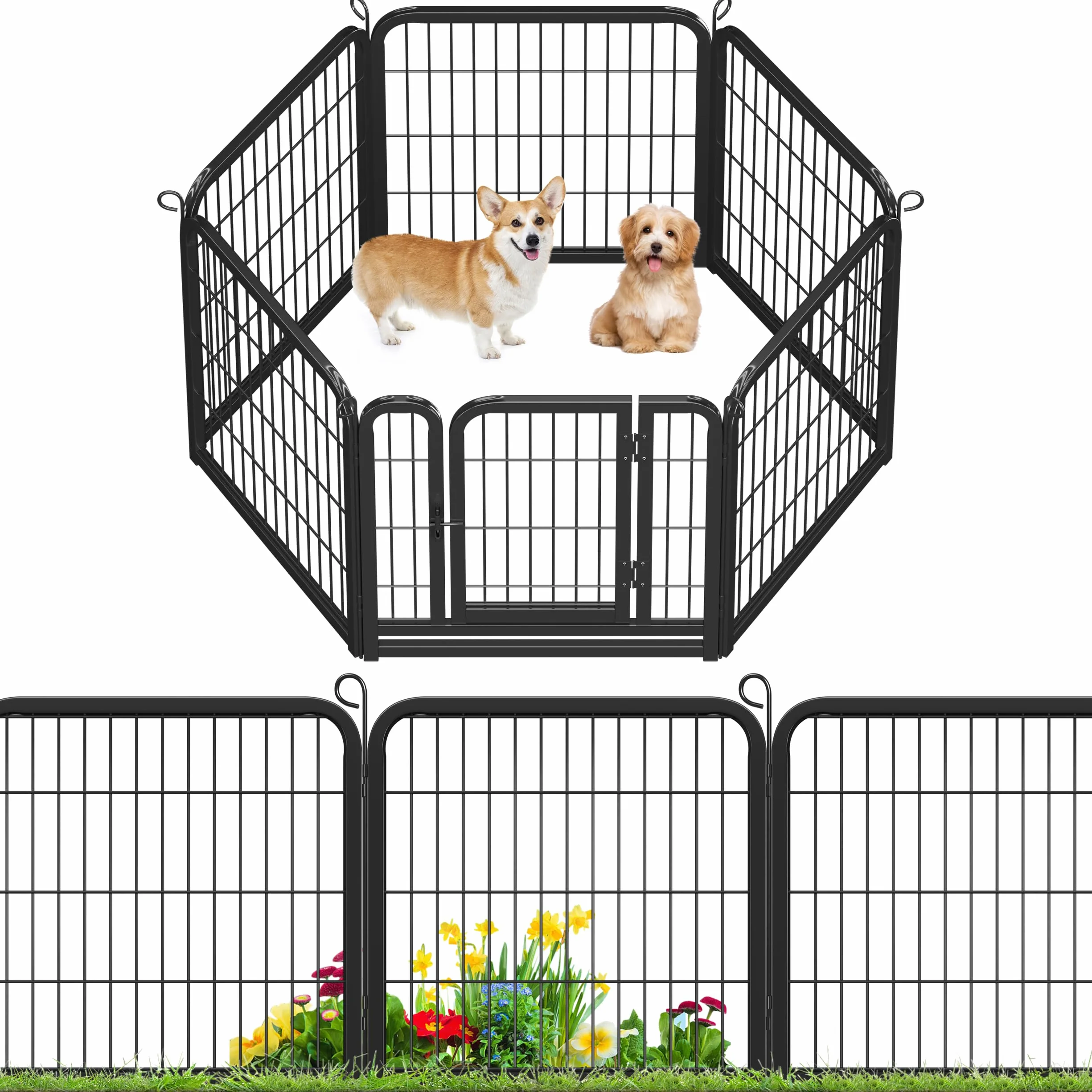 Yaheetech Parc pour Chien Métal Pliable 60x60 cm Enclos Intérieur Cage