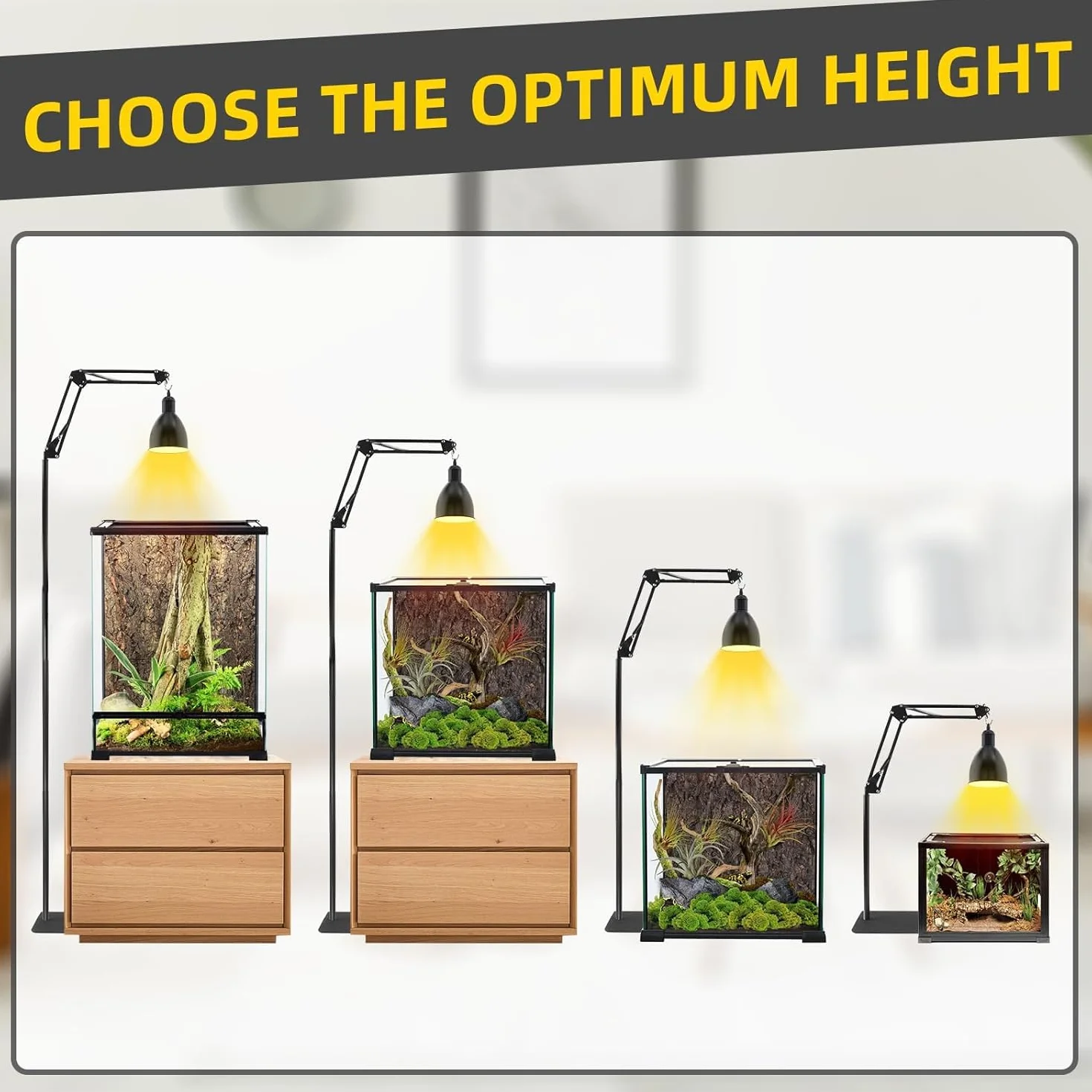 GlowUp Support de Lampe Réglable pour Reptile 40-140CM Terrarium