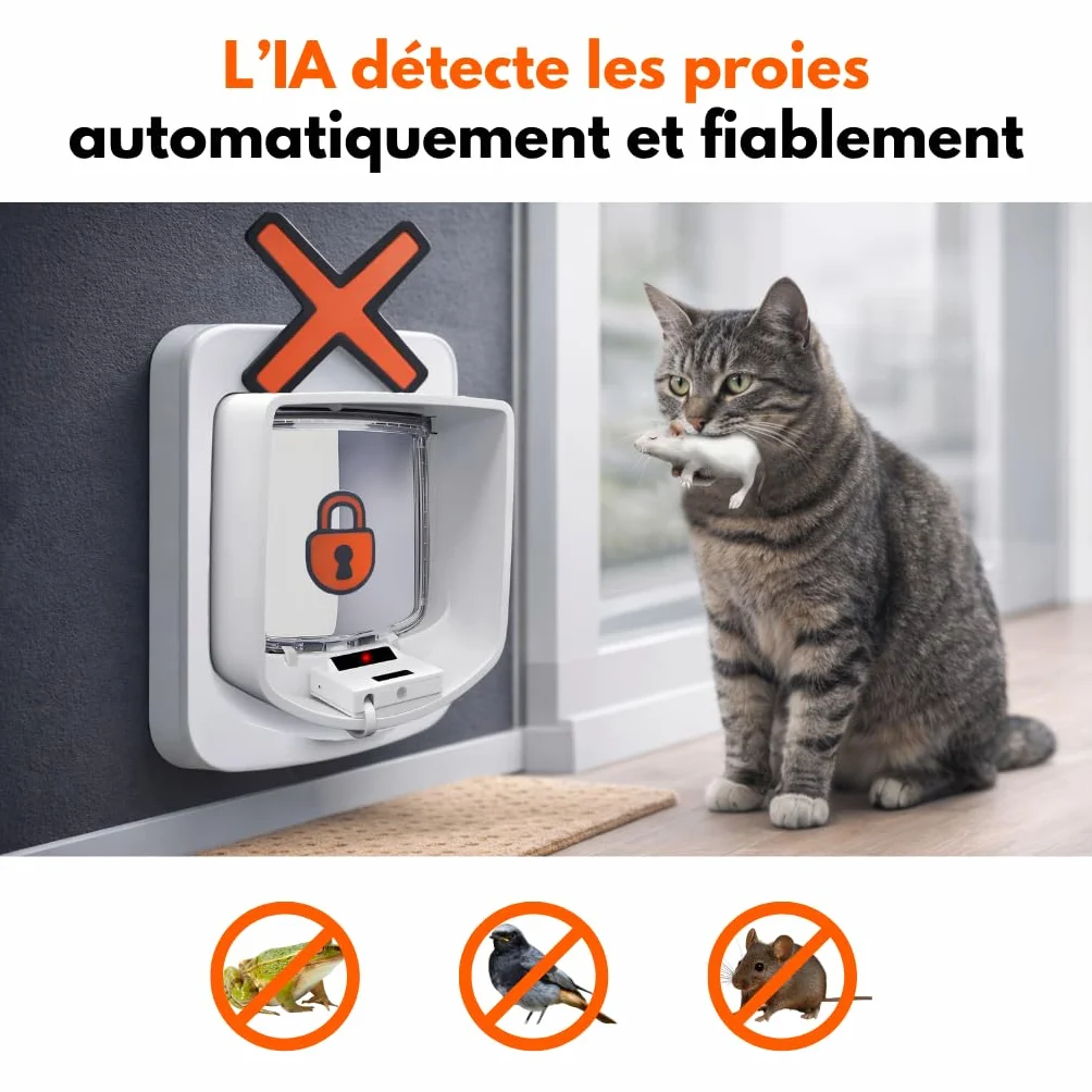 ZeroMOUSE 2.0 Extension pour chatière à puce électronique avec détecteur de proies et reconnaissance de puce