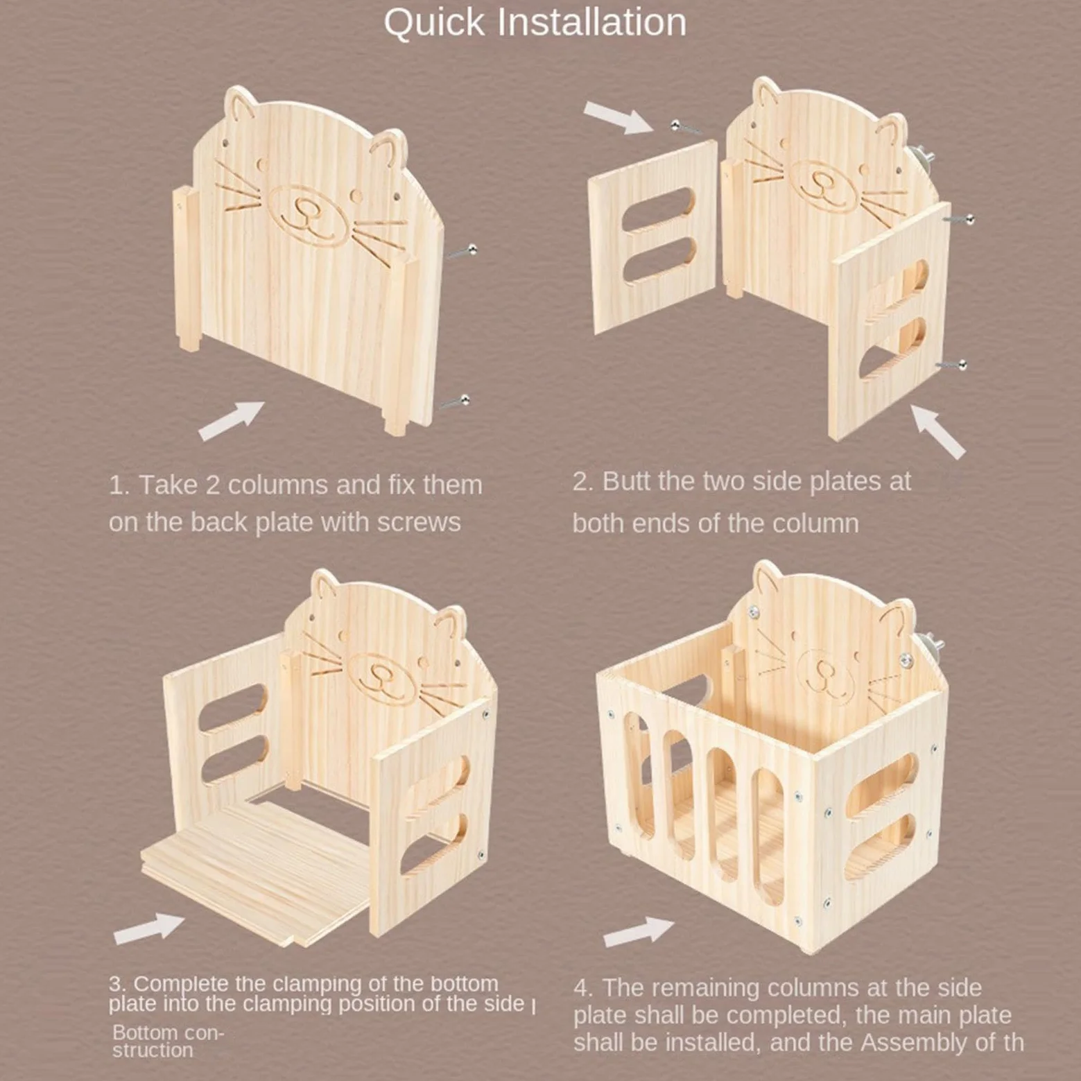 Râtelier à Foin Grande capacité Mignon décor Cage en Bois | porte-foin pour hamster en forme de chat Pour Chinchilla Et Hérisson Intérieur Extérieur