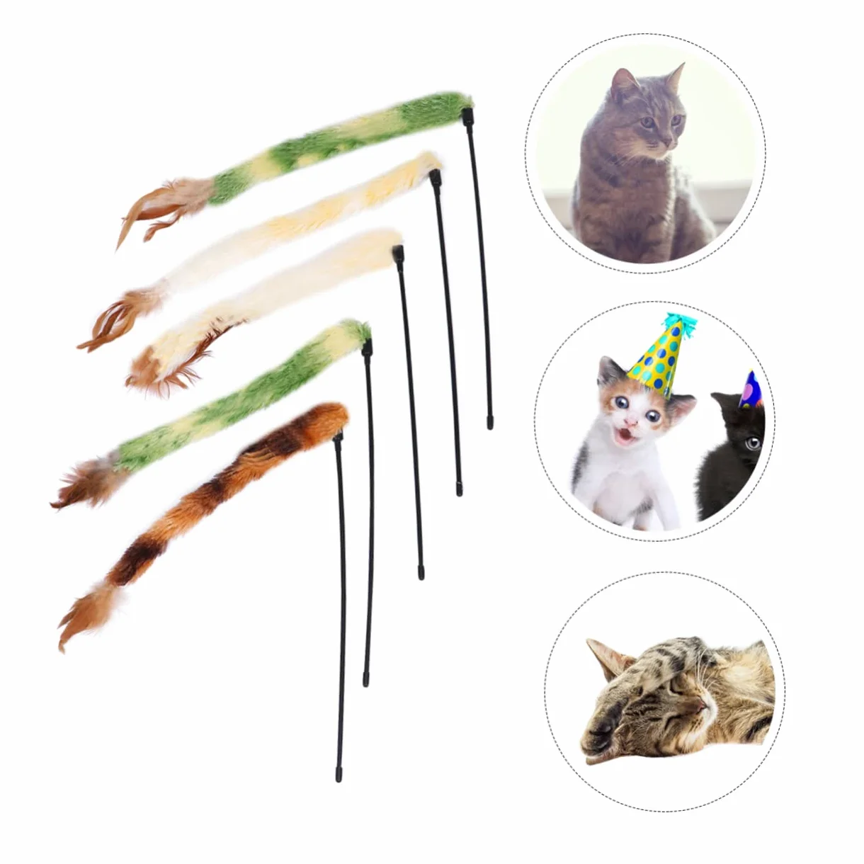 Ipetboom 15pièces Jouet Peluche pour Chat avec Rayé Et Plumes Accessoire Amusant pour Chats Renforcez Le Lien avec Votre Animal