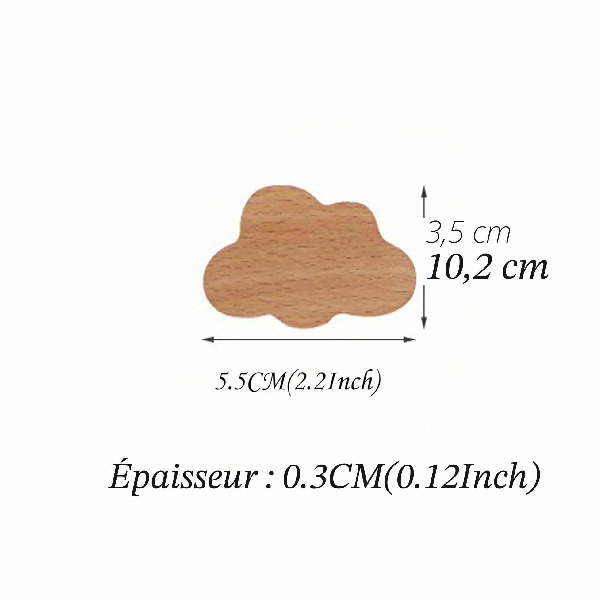 Boutons d'Armoire en Bois pour Chambre d'Enfant - Lot de 6, Poignées Nuage