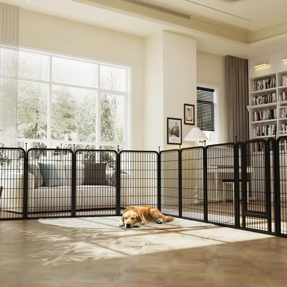 Yaheetech Parc pour Chien 8 Panneaux Enclos Chiens 68 x 100 cm Clôture en Métal Chenil Exterieur