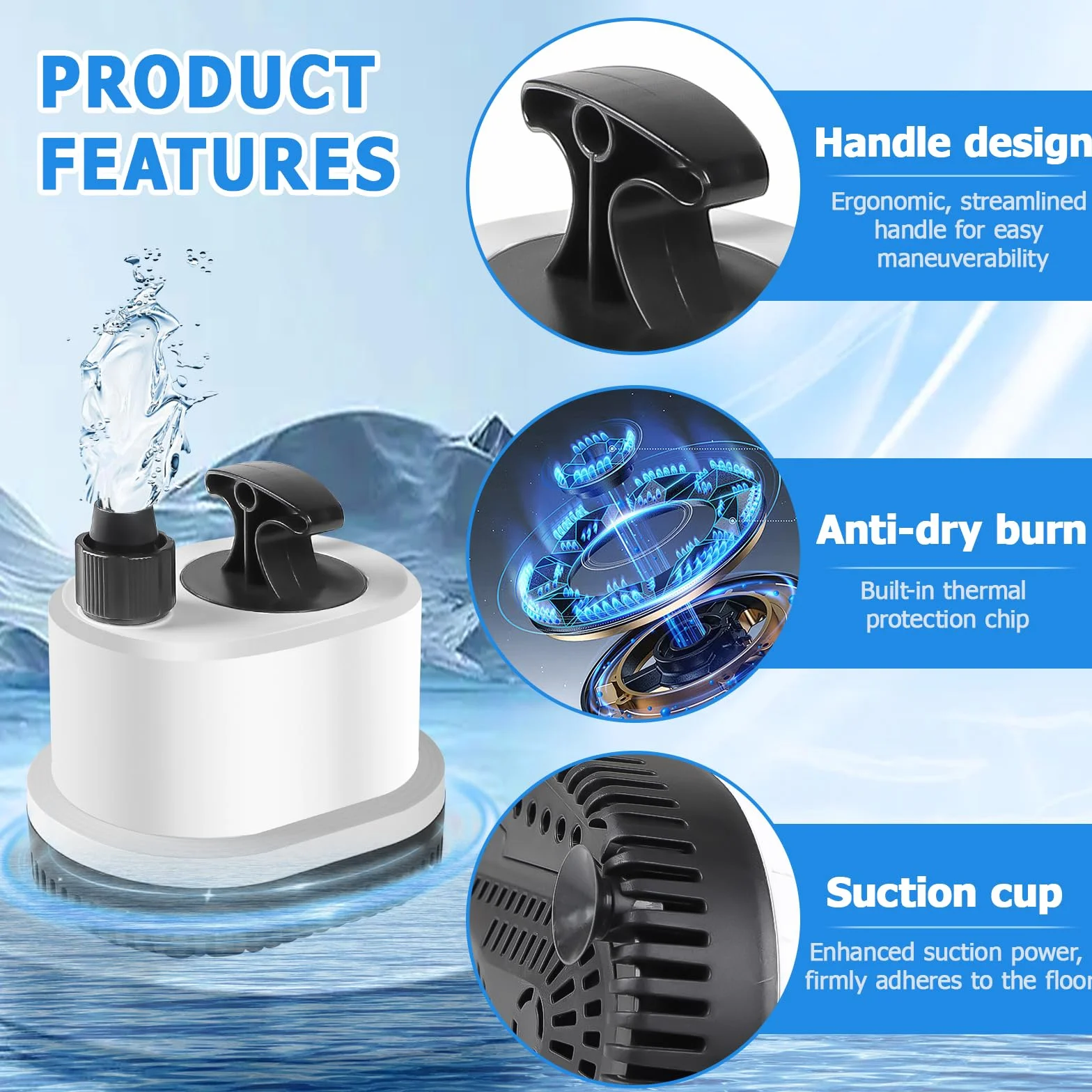 EXLECO Pompe à Eau Submersible 1500L/H 25W 220-240V Pompe Bassin avec Câble 1,6M