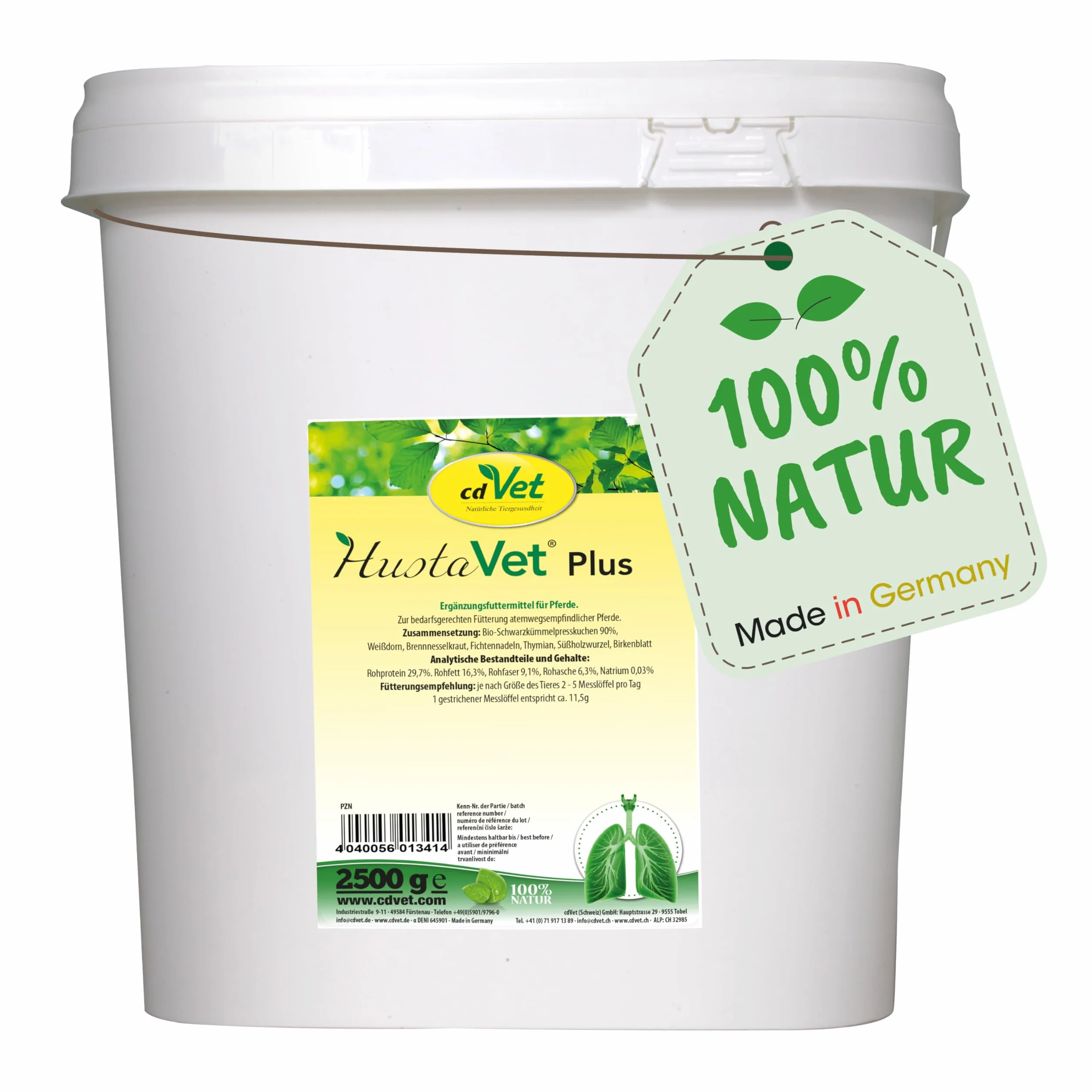 cdVet HustaVet Plus 2,5 kg - Gâteau Presse au Cumin Noir pour Chevaux, Soutien Voies Respiratoires et Bronches