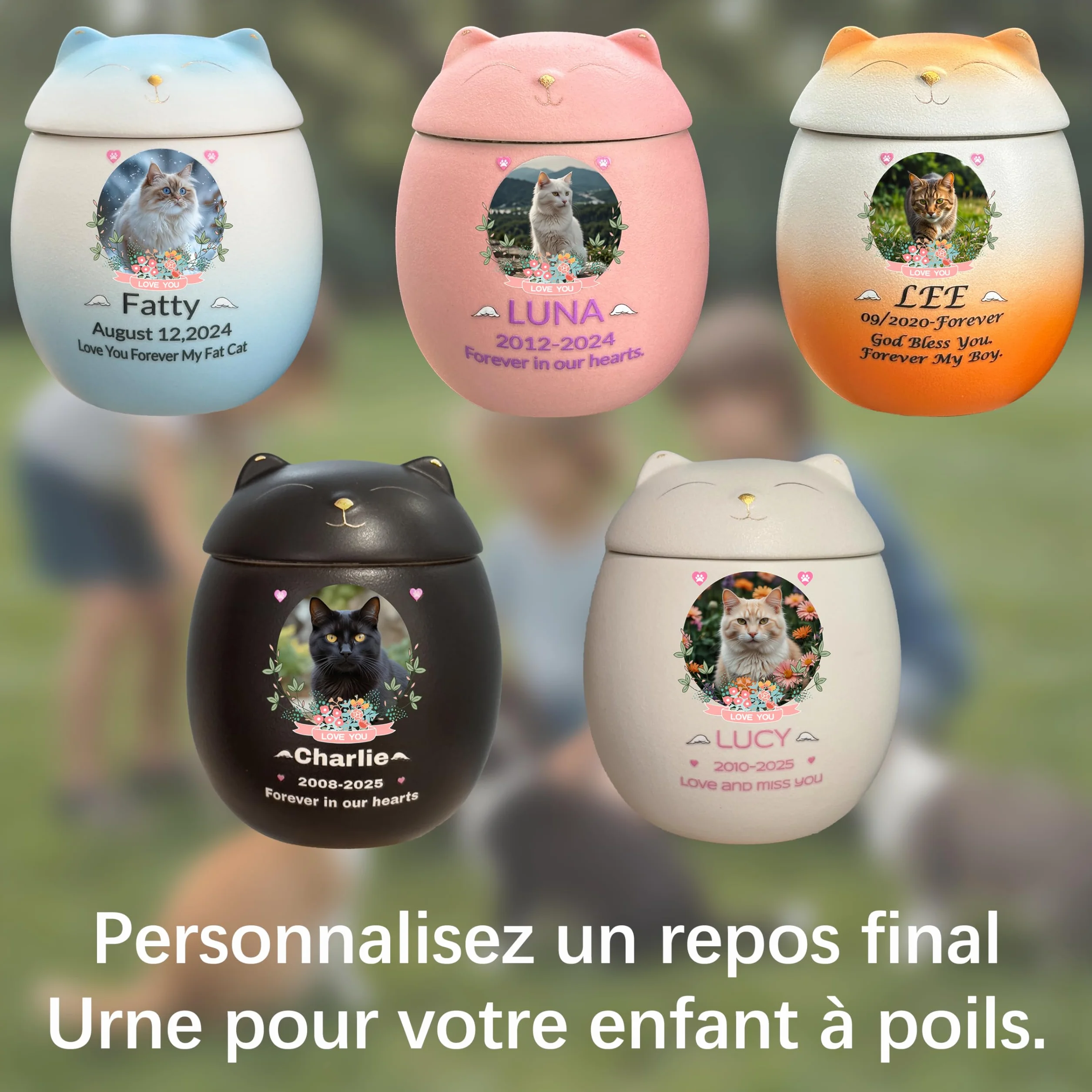 Urne pour Chat Personnalisée Handmade Crémation Cendres (oranger)