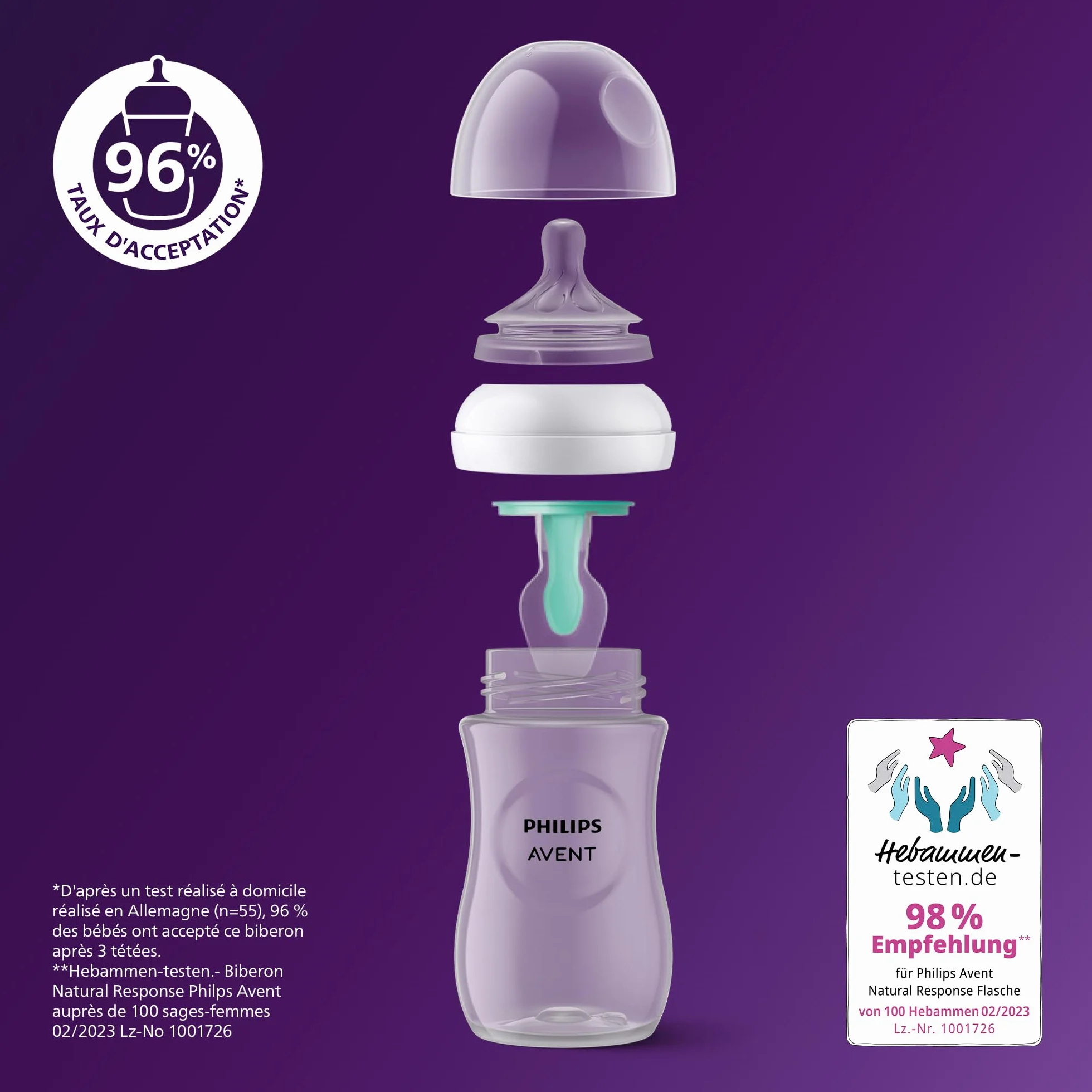 PHILIPS AVENT Kit nouveau-né Natural 3.0 AirFree 2 Biberons 125ml + 2 Biberons 260ml + Sucettes Ultra Douce 0-6M