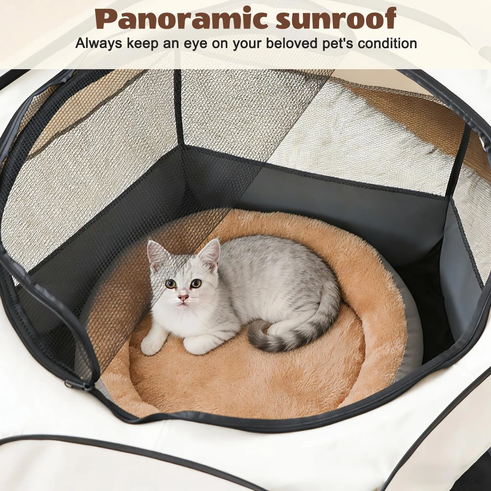 Parc pliable pour chiot 110 x 110 x 60 cm portable beige