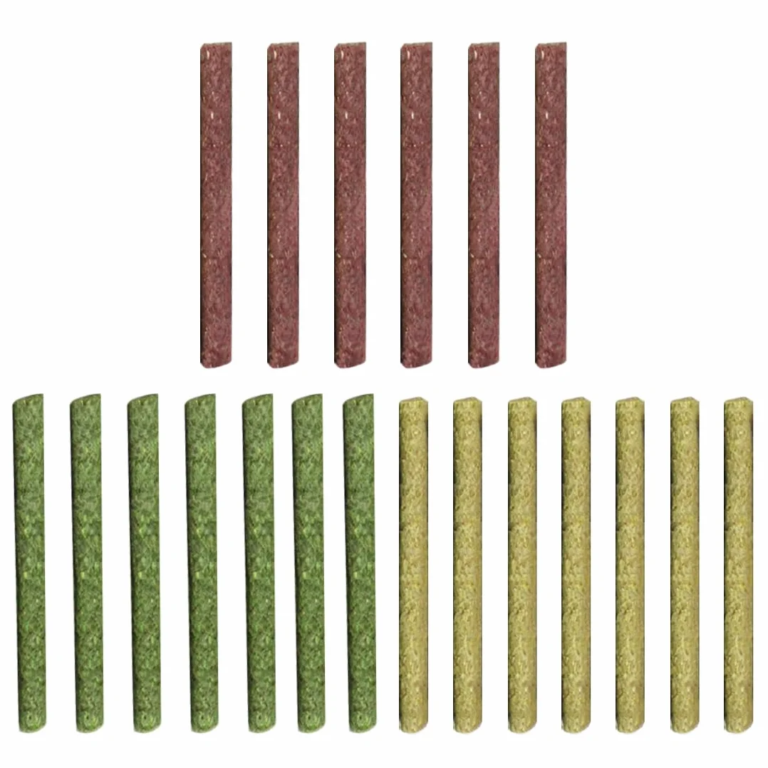 WeddHuis Bâtons de Foin Jouet à mâcher pour Lapin Cochon d'Inde Hamster Chinchilla, 20 Pcs, 3 Saveurs