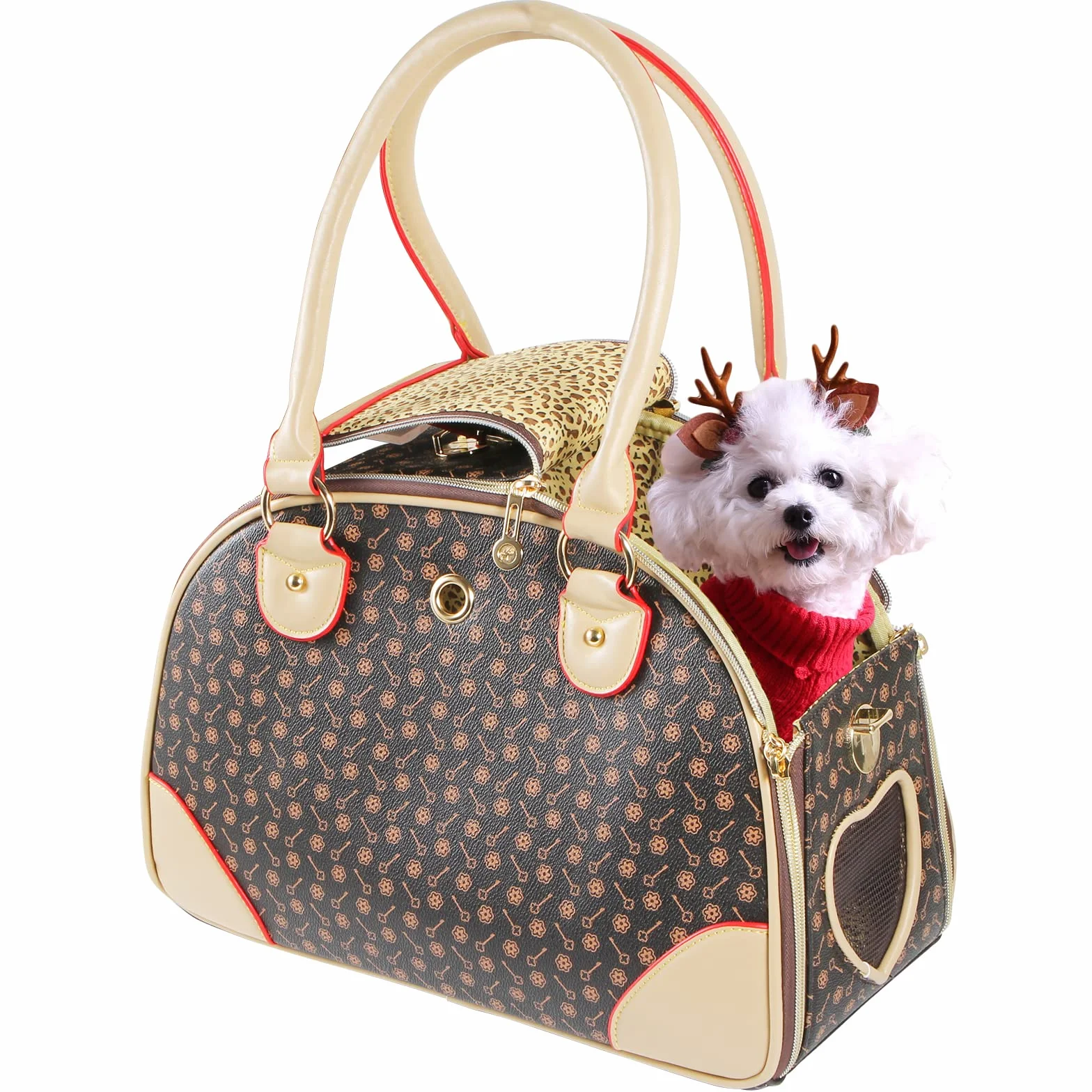 Sac à Main Tendance en Cuir synthétique pour Chien, Chat, Sac fourre-Tout pour Animal Domestique, Chat, Chien, Sac de randonnée, Marron, Taille S, 38 x 23 x 17 cm