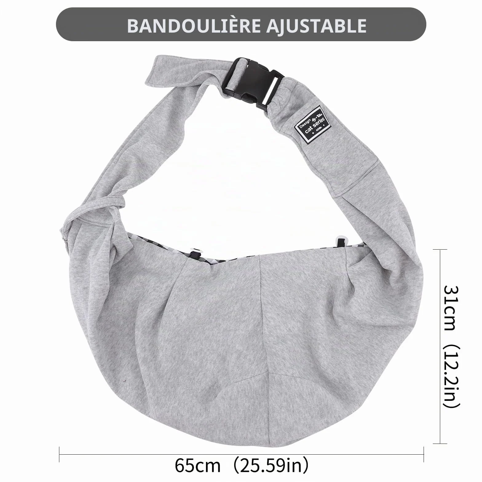 Sac de Transport en Bandoulière pour Animal de Compagnie Gris