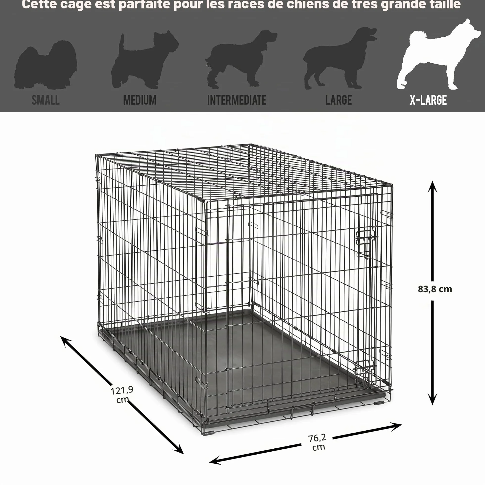 New World B48 Cage pour chiens de petite taille 121,92 cm à une porte plateau étanche
